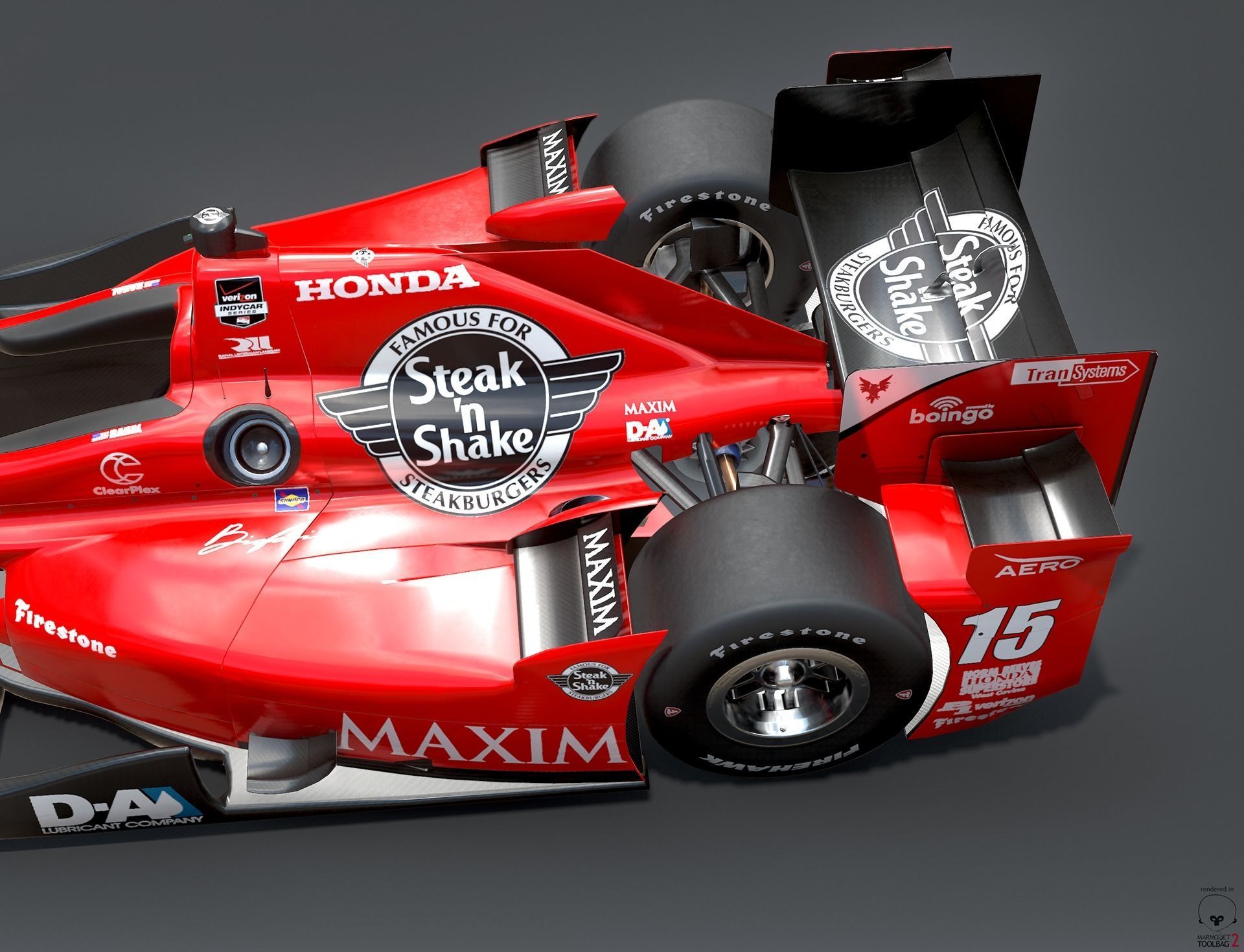  Dallara Open Wheel Car Honda 2015 PBR Low-poly 3D model_17