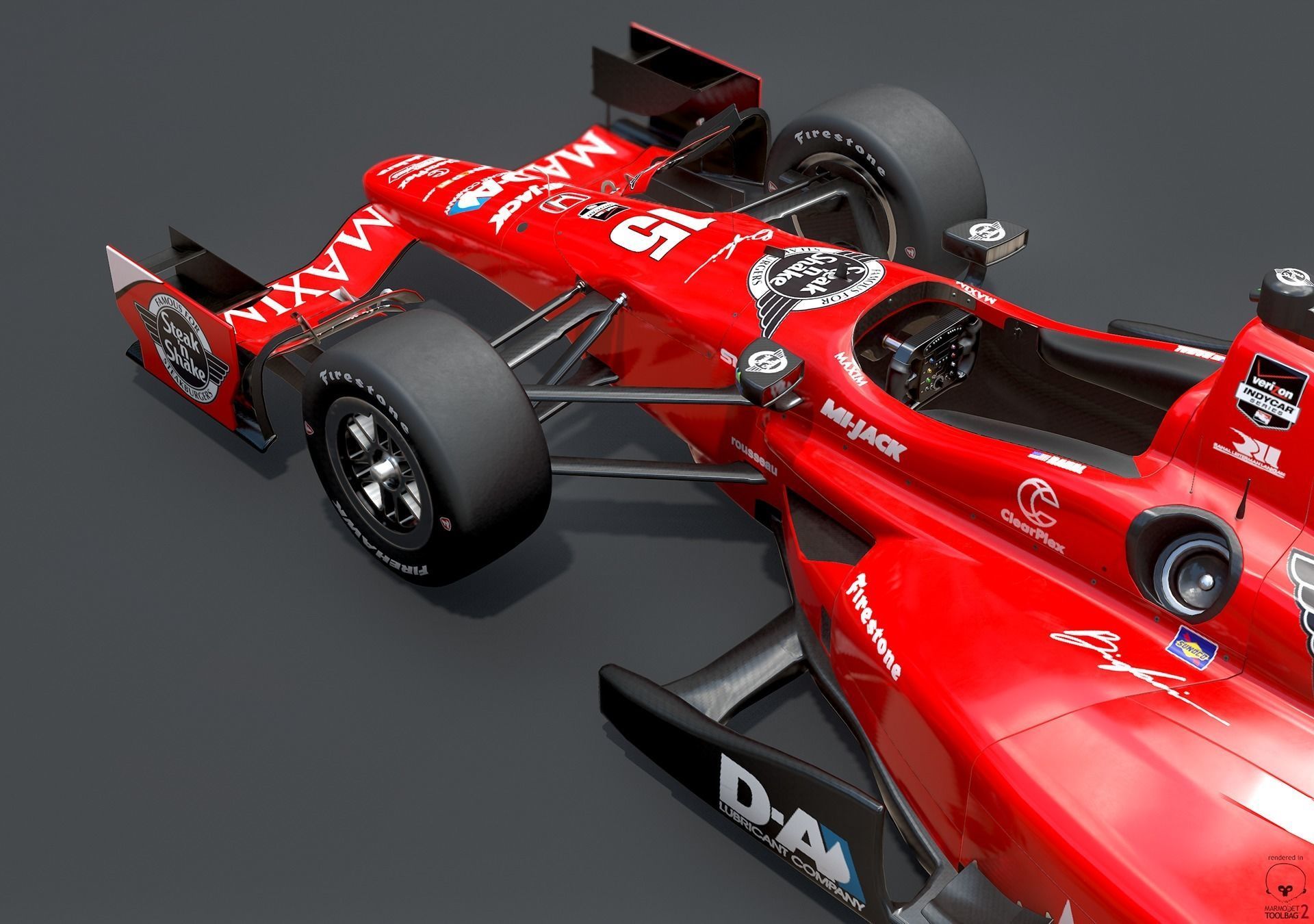  Dallara Open Wheel Car Honda 2015 PBR Low-poly 3D model_16
