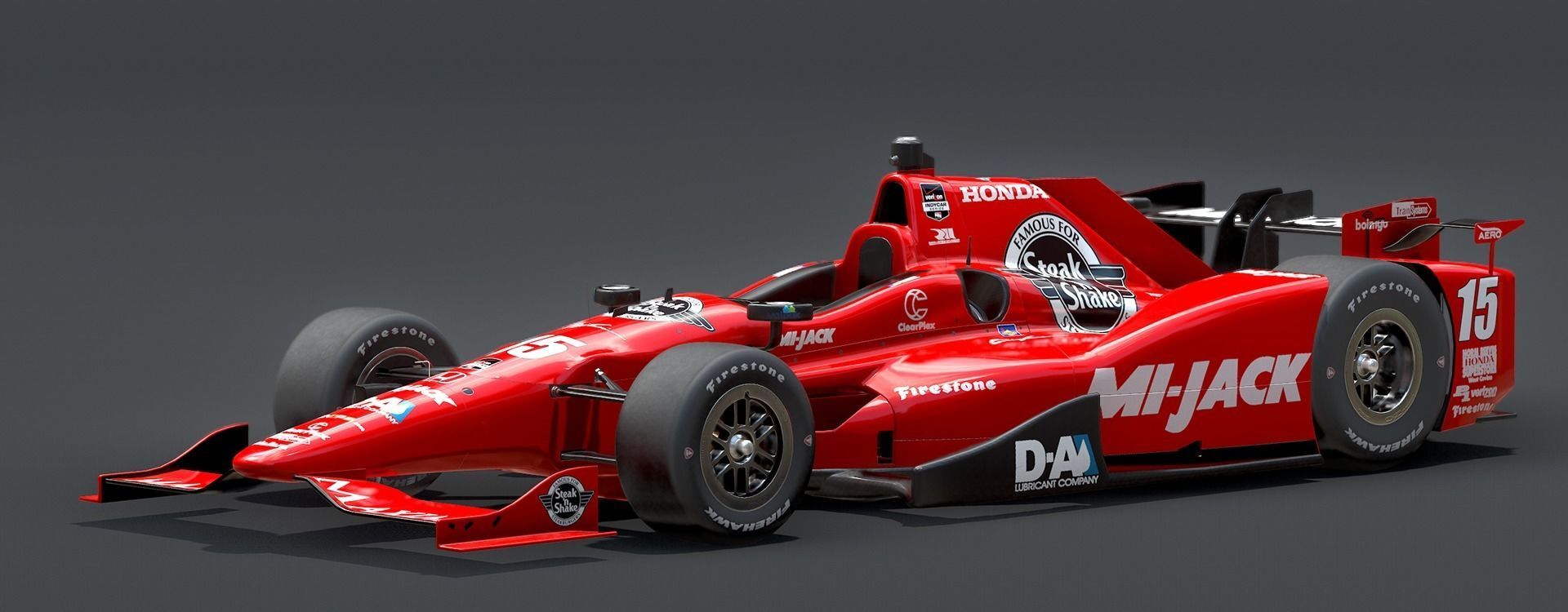  Dallara Open Wheel Car Honda 2015 PBR Low-poly 3D model_3