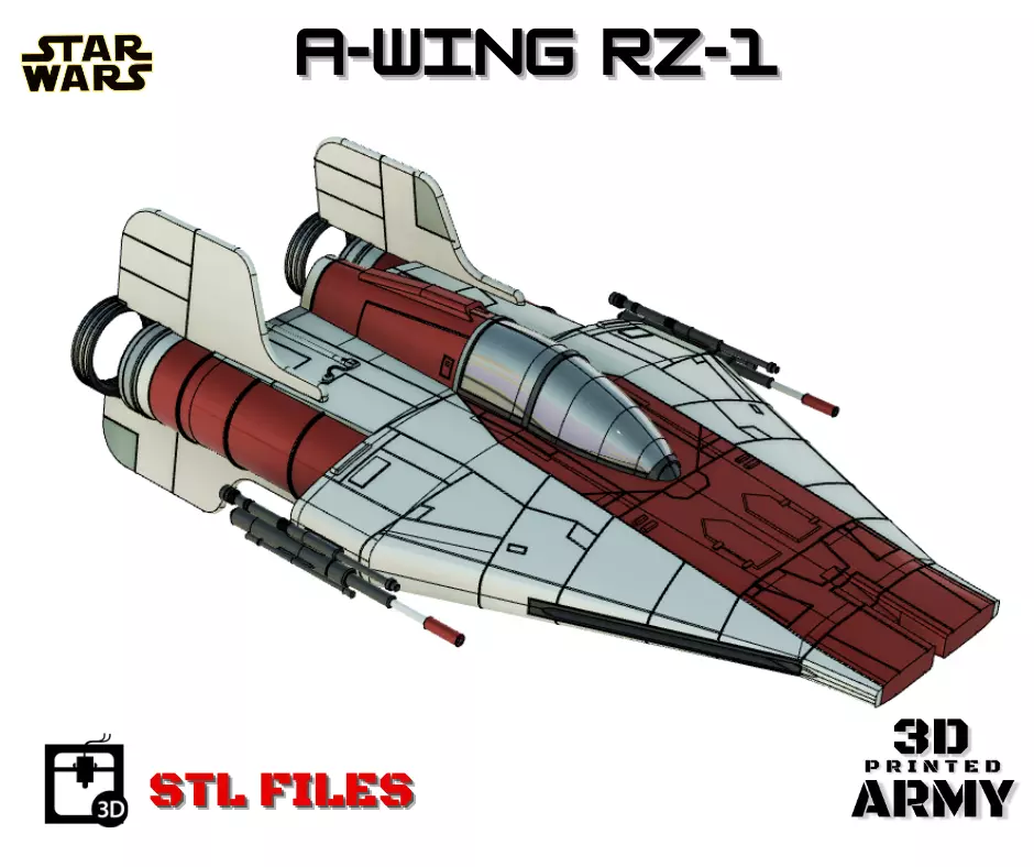 Star Wars A-WING RZ-1 starfighter  -3D Print STL files 3D print model_0