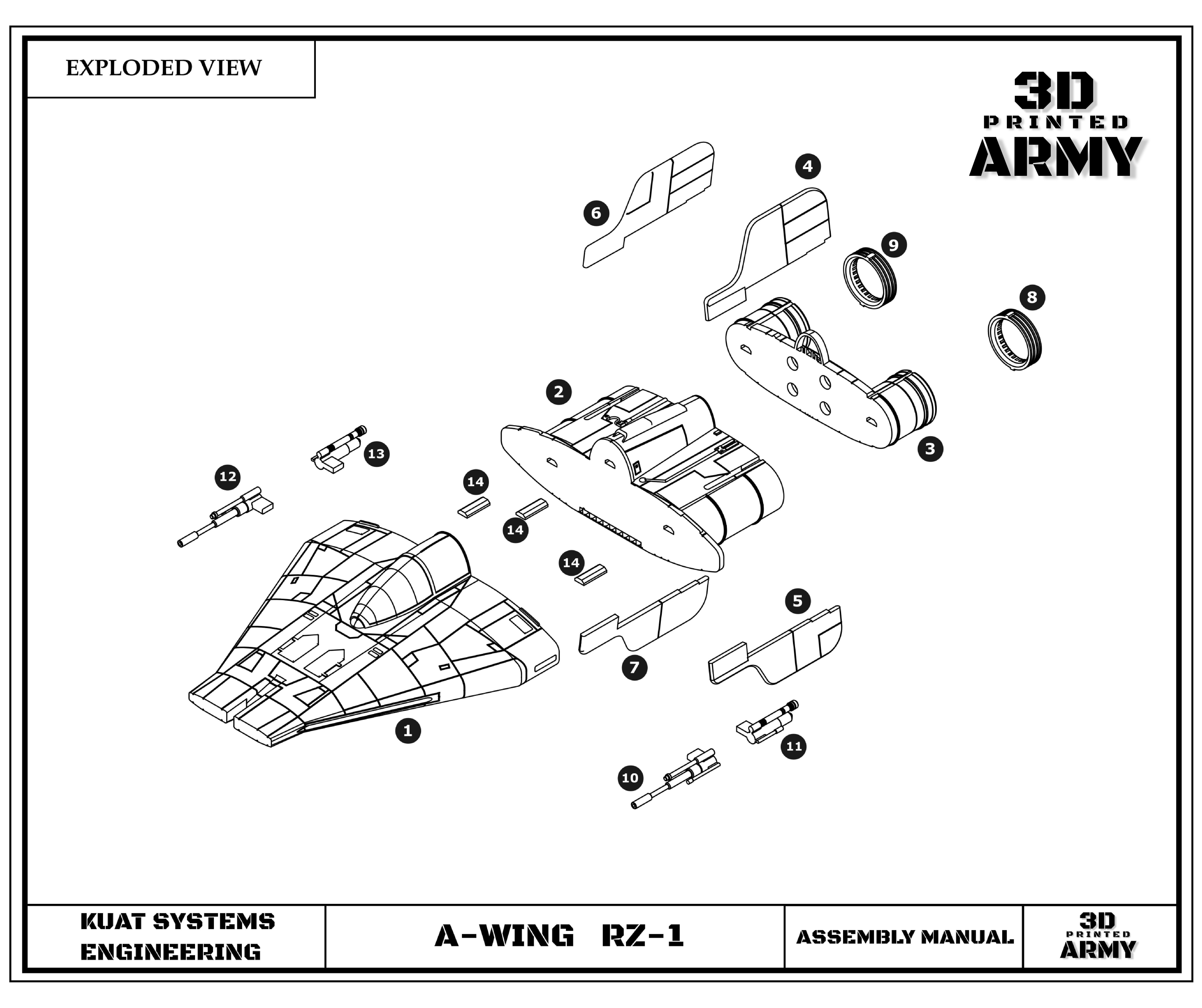 Star Wars A-WING RZ-1 starfighter  -3D Print STL files 3D print model_11