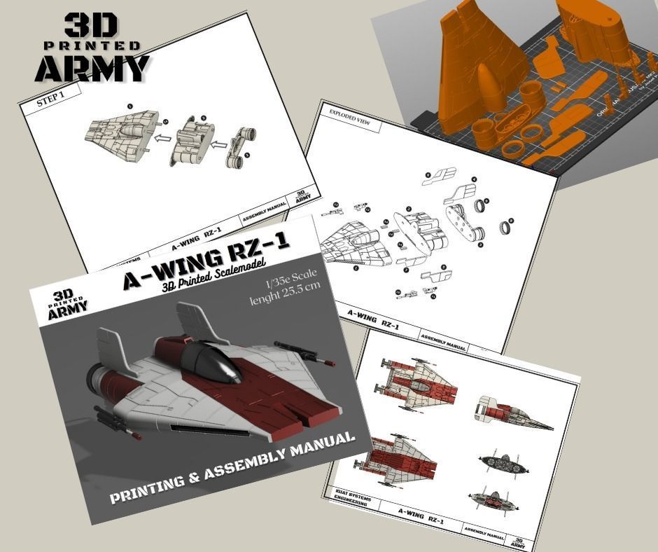 Star Wars A-WING RZ-1 starfighter  -3D Print STL files 3D print model_12