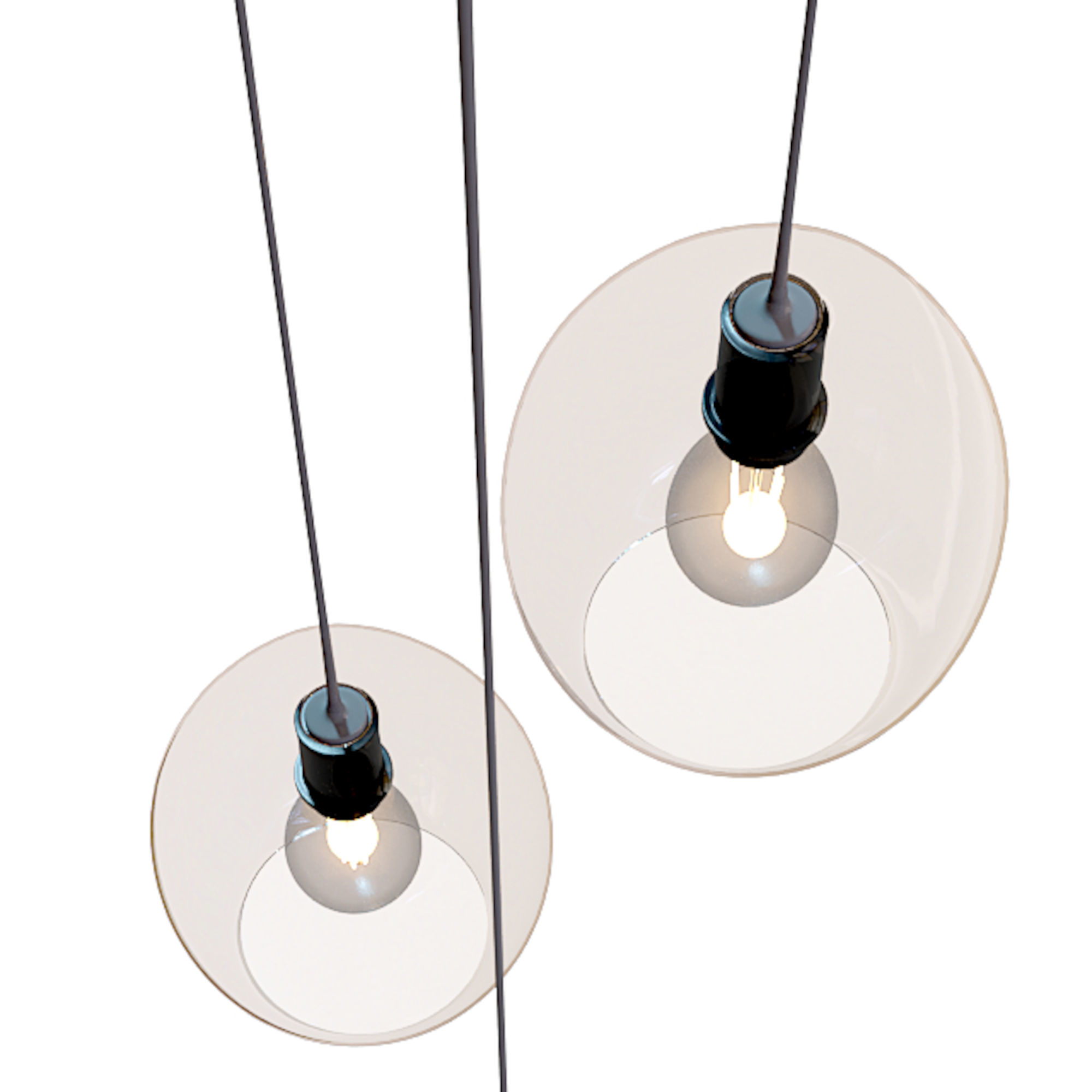 Pendant lamp with glass shades 3D model_3
