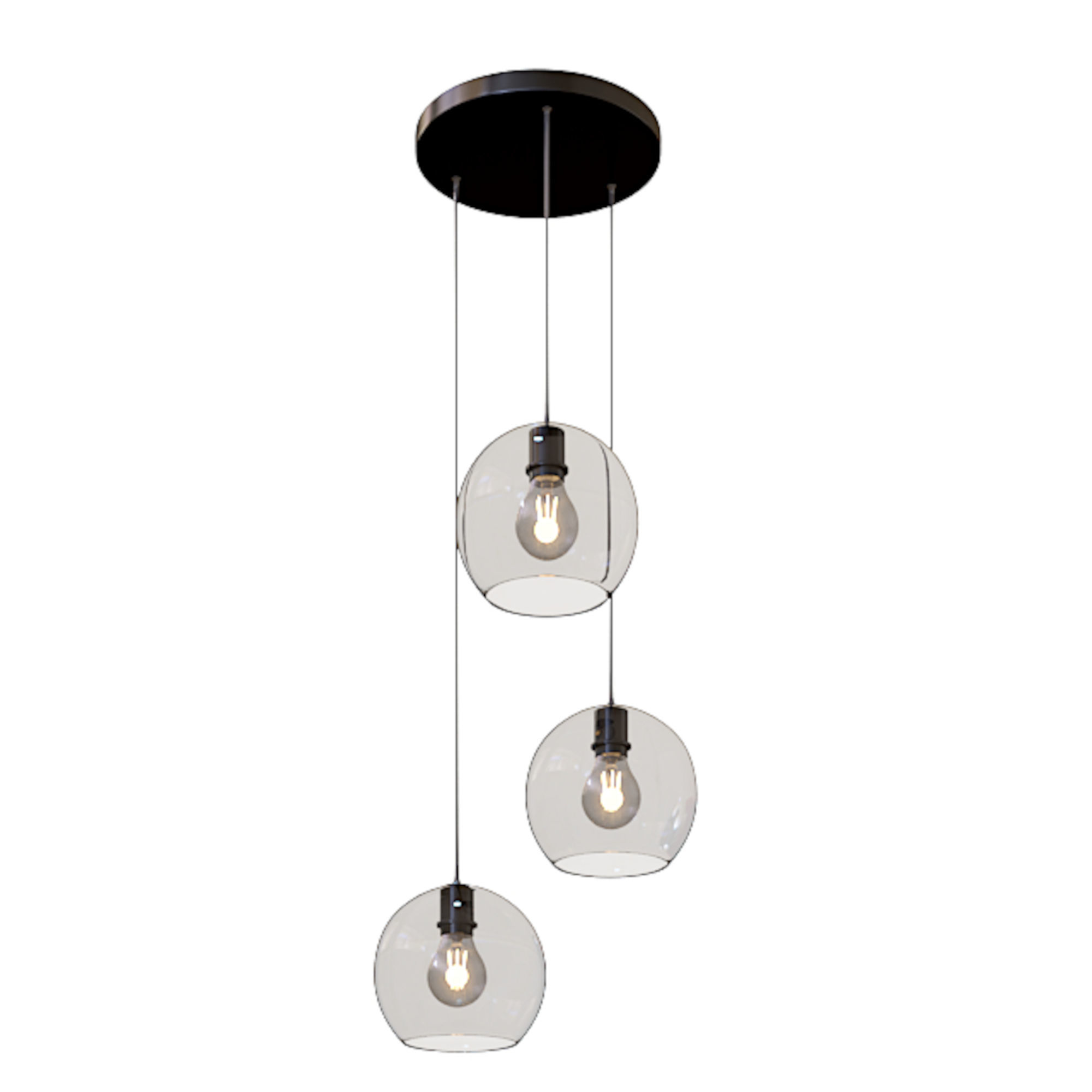 Pendant lamp with glass shades 3D model_2
