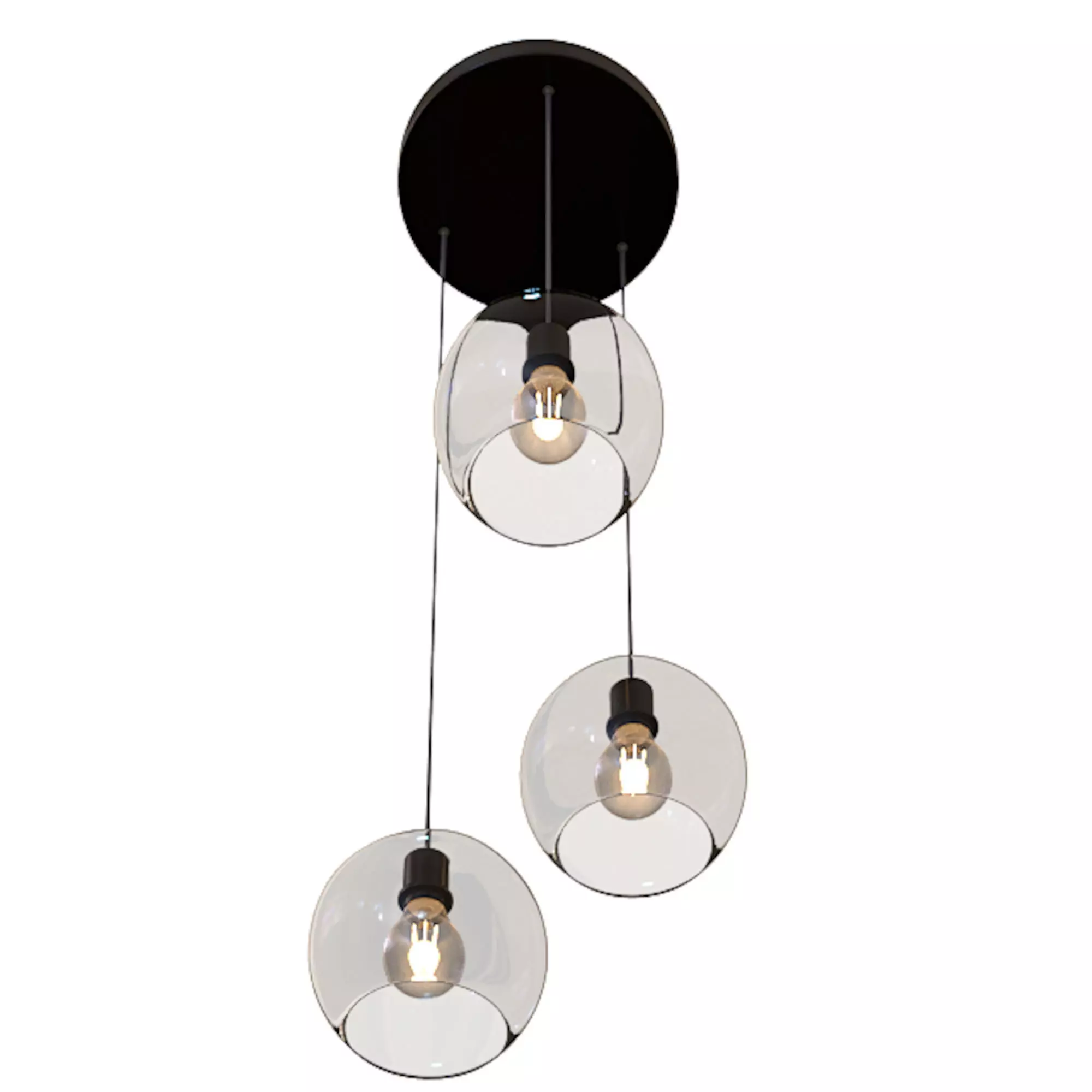 Pendant lamp with glass shades 3D model_0