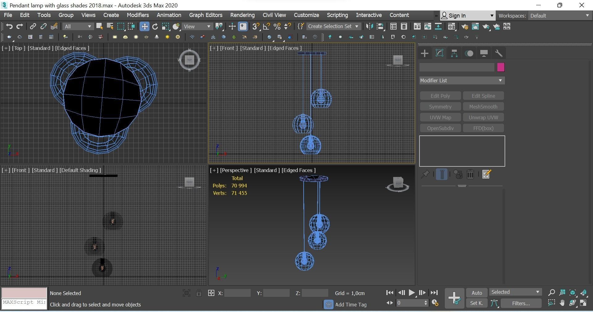Pendant lamp with glass shades 3D model_5