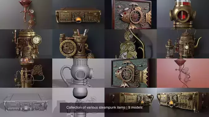 Collection of various steampunk items 