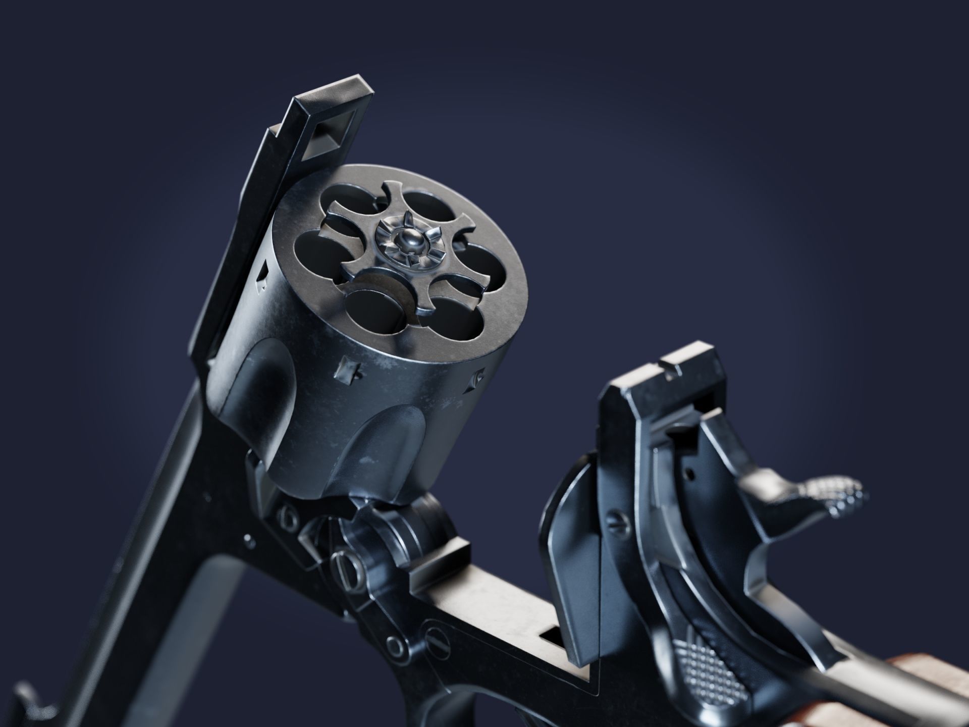 Enfield No 2 MkI Revolver - Game and VFX-Ready Low-poly 3D model_7