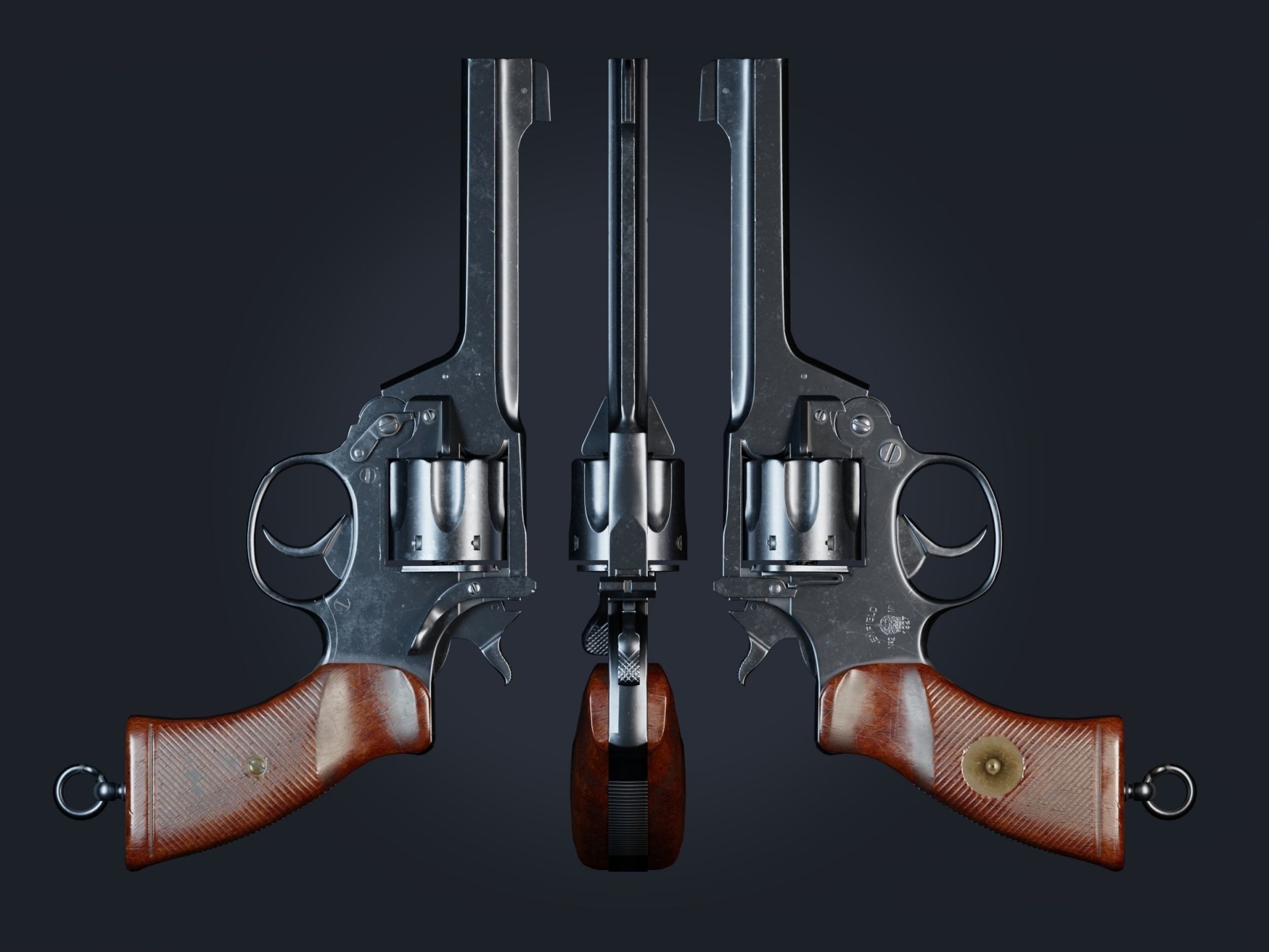 Enfield No 2 MkI Revolver - Game and VFX-Ready Low-poly 3D model_4