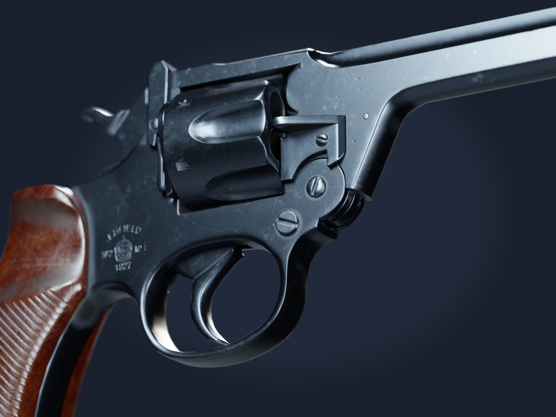 Enfield No 2 MkI Revolver - Game and VFX-Ready Low-poly 3D model_6