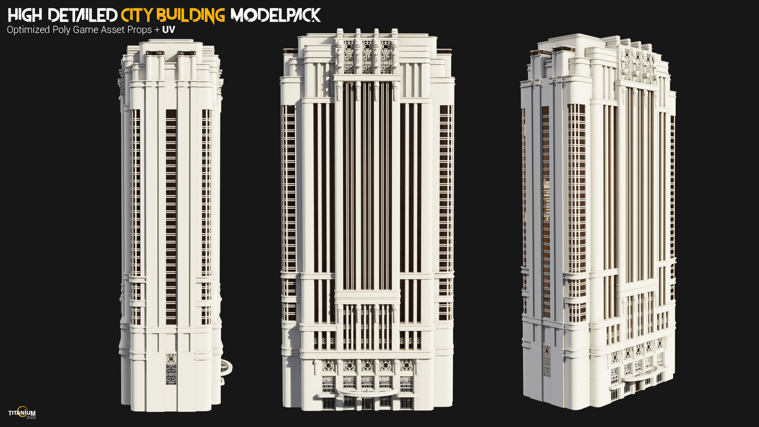 High Detailed Modern City Building Model Pack Low-poly 3D model_6