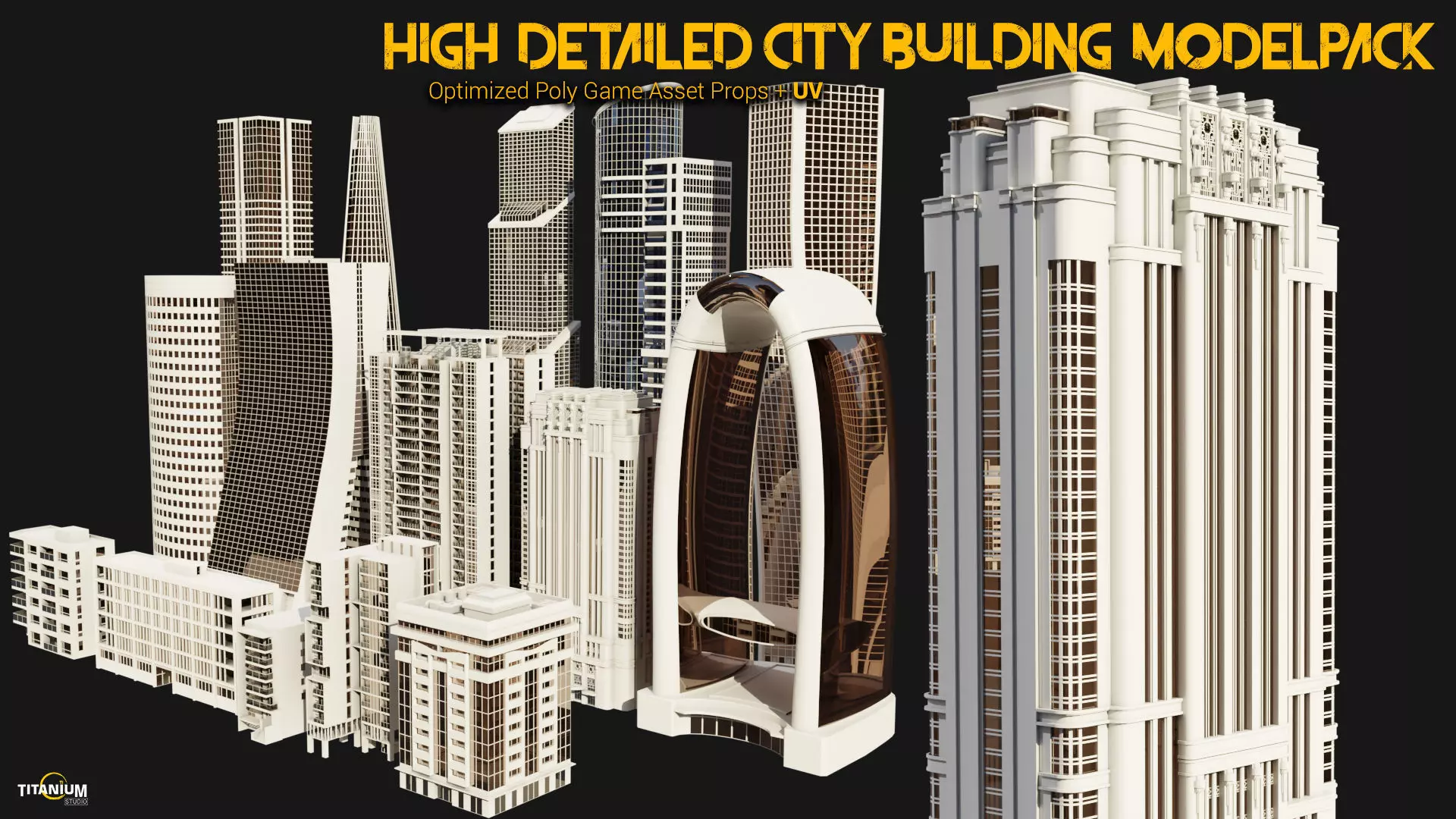 High Detailed Modern City Building Model Pack Low-poly 3D model_0