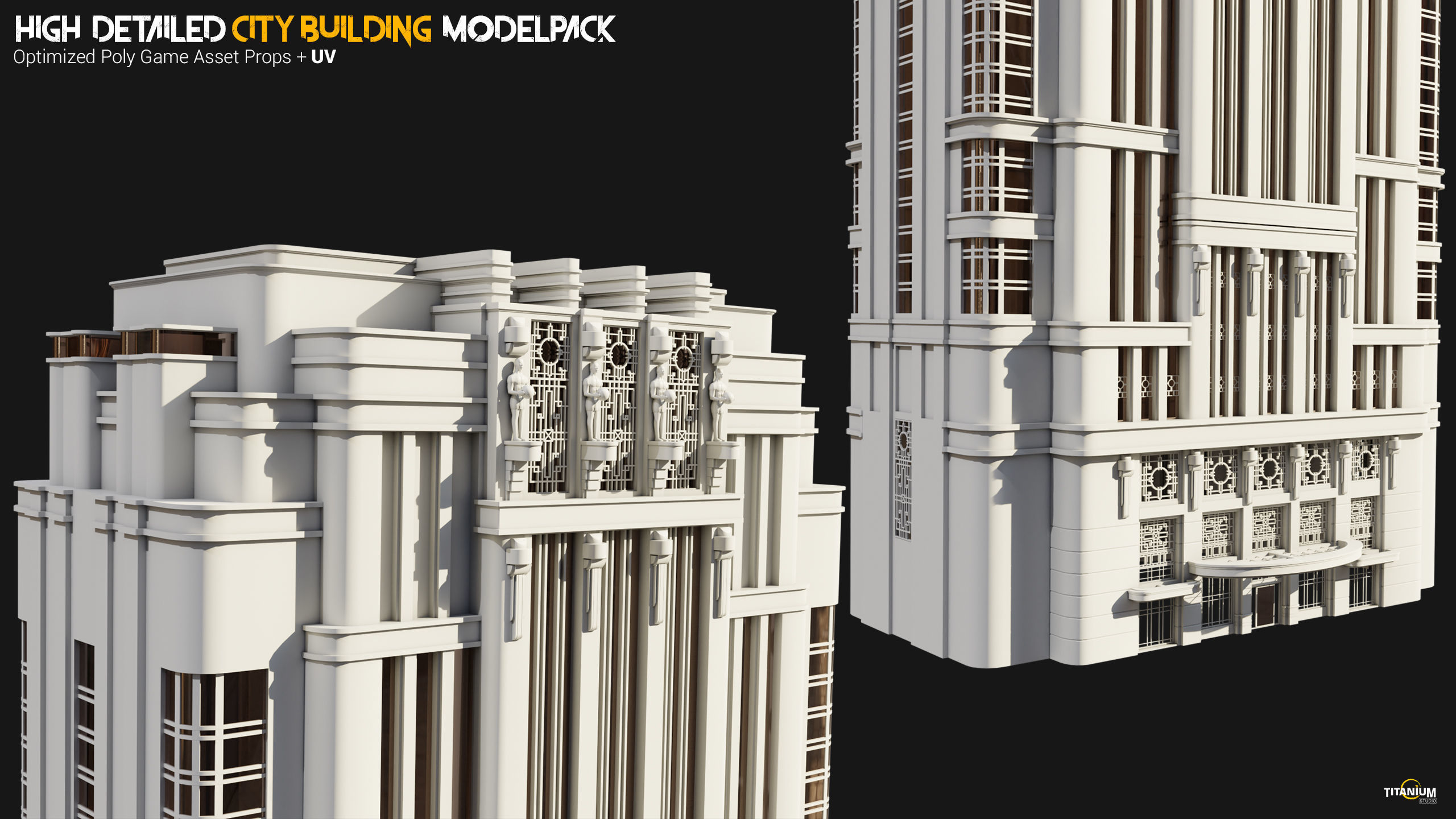 High Detailed Modern City Building Model Pack Low-poly 3D model_8
