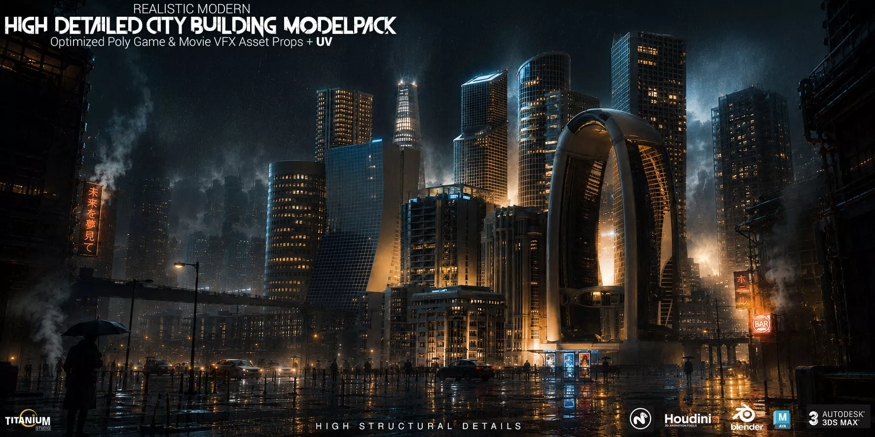 High Detailed Modern City Building Model Pack Low-poly 3D model