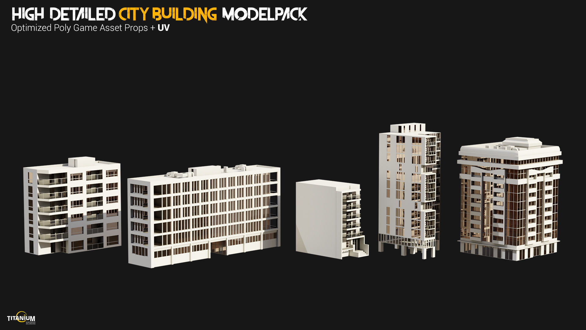 High Detailed Modern City Building Model Pack Low-poly 3D model_5