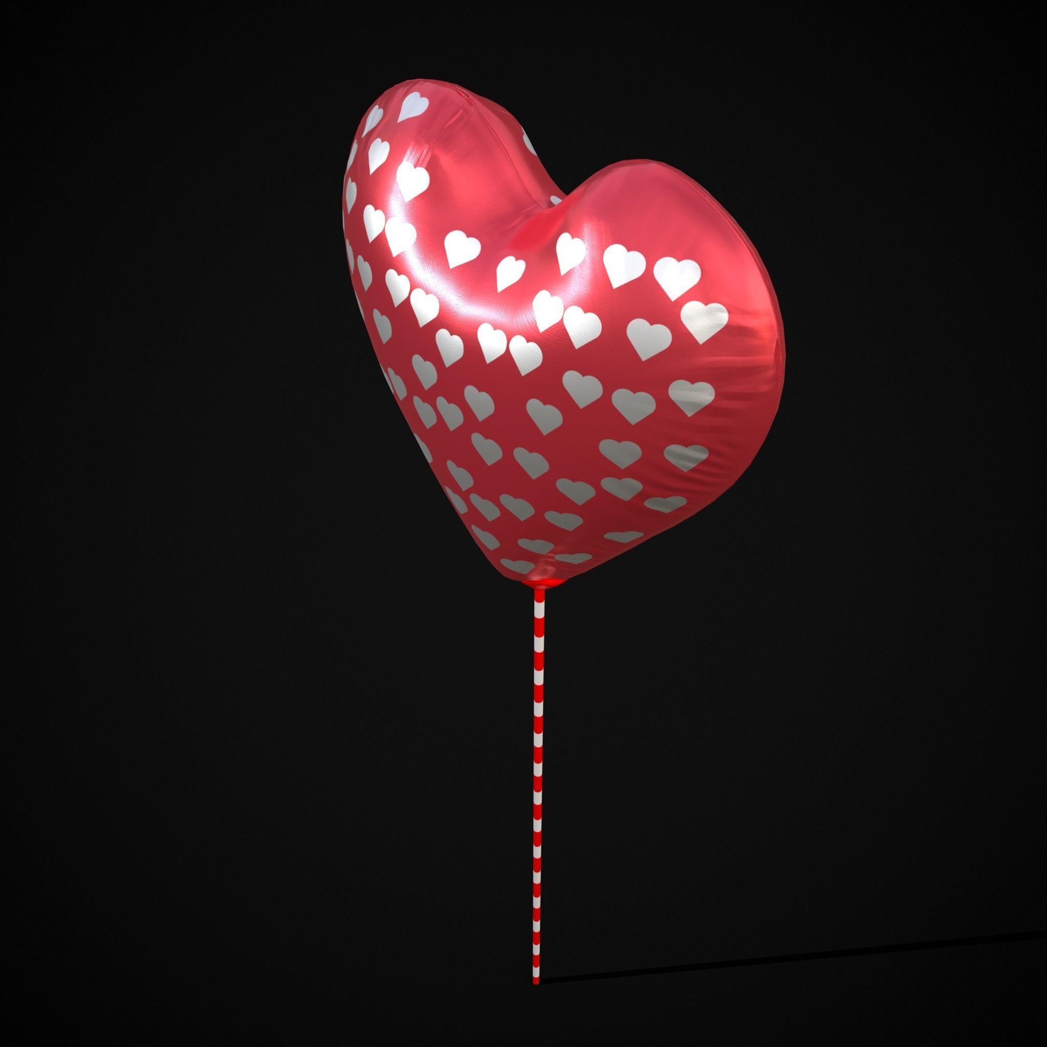 Be My Valentine Heart Balloon Low-poly 3D model_5