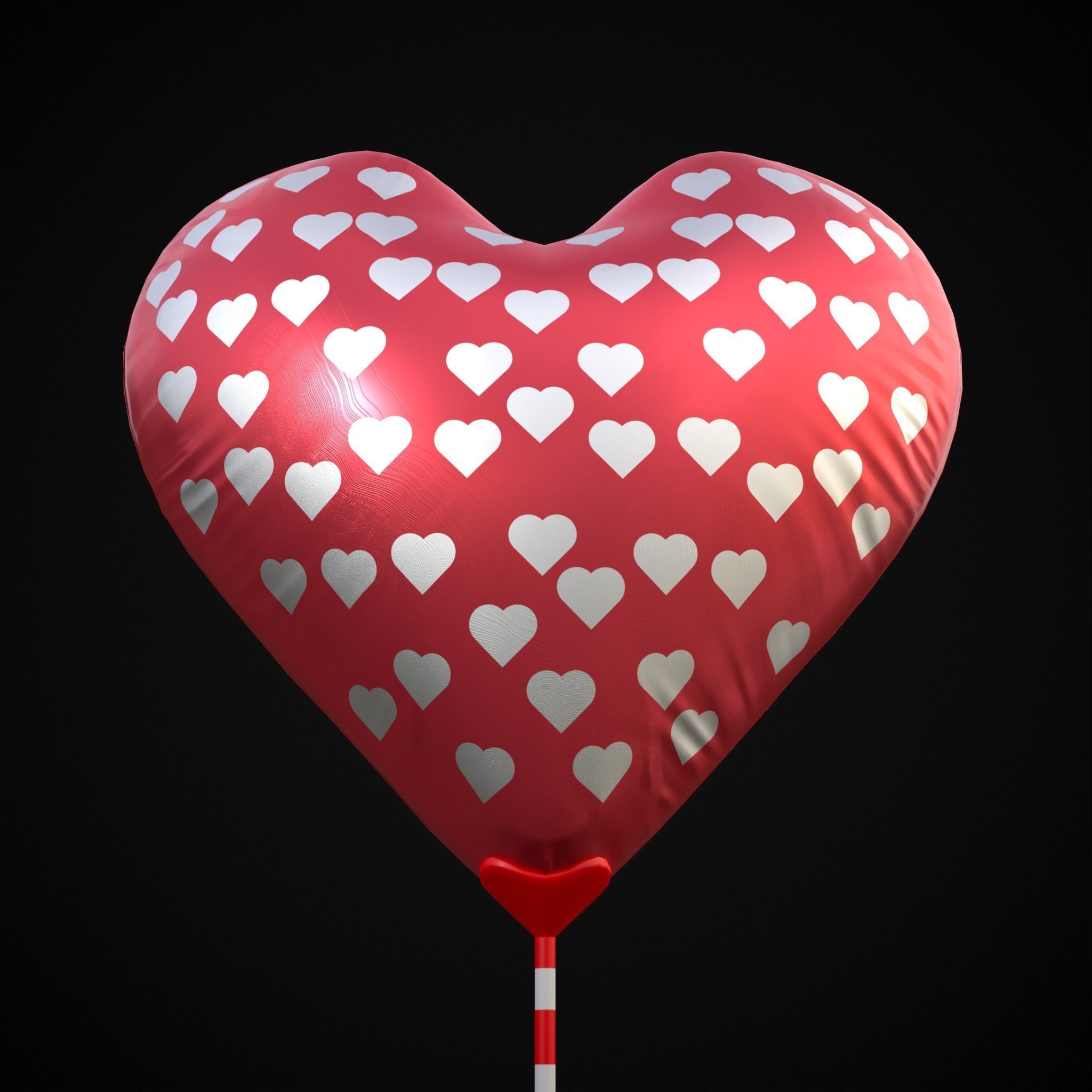 Be My Valentine Heart Balloon Low-poly 3D model_13