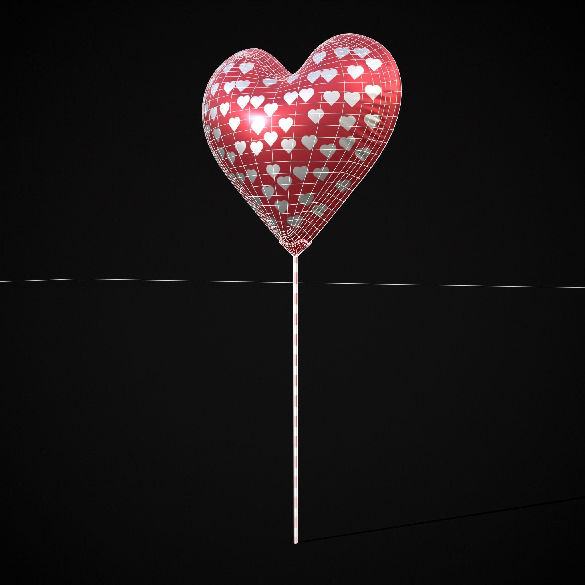 Be My Valentine Heart Balloon Low-poly 3D model_22