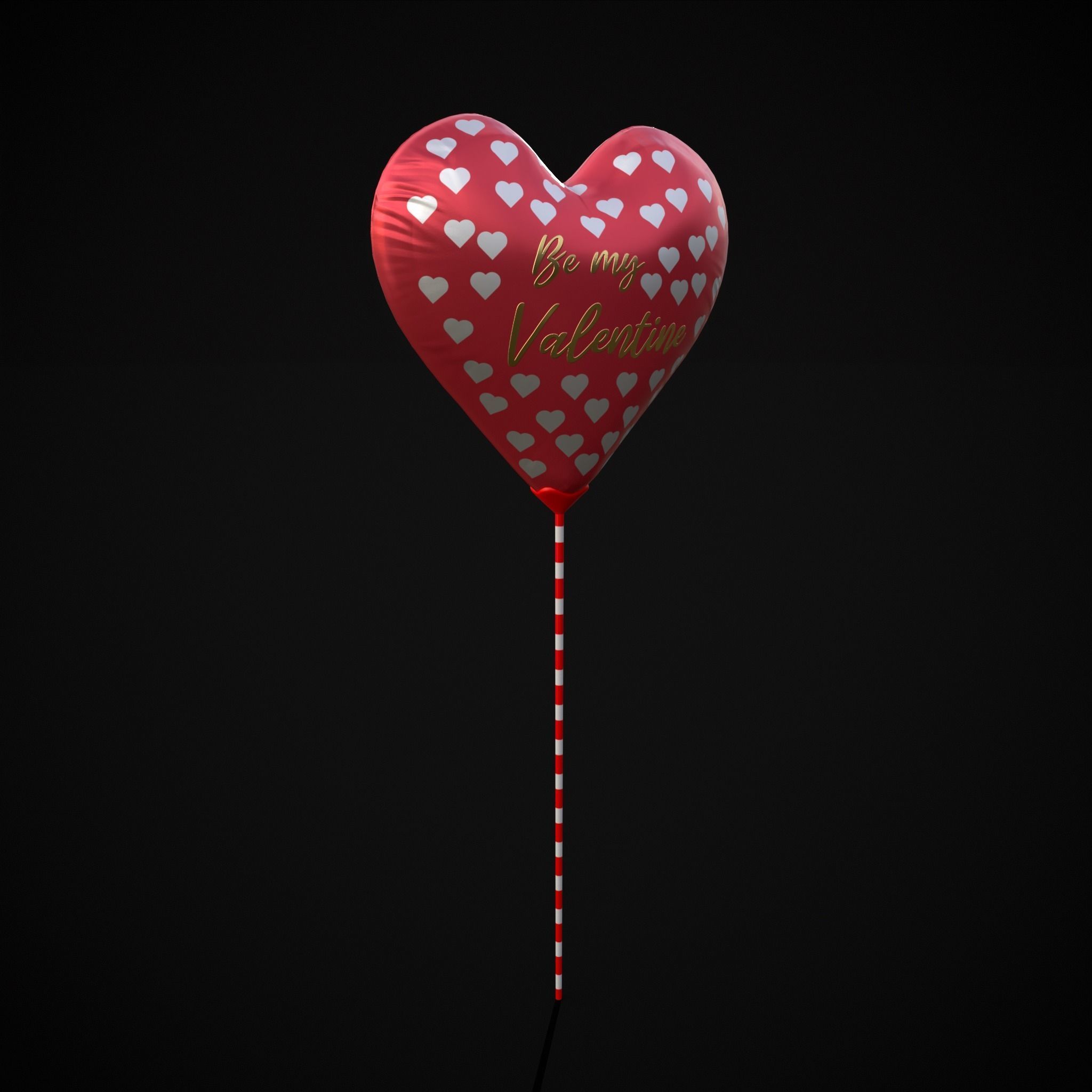 Be My Valentine Heart Balloon Low-poly 3D model_17