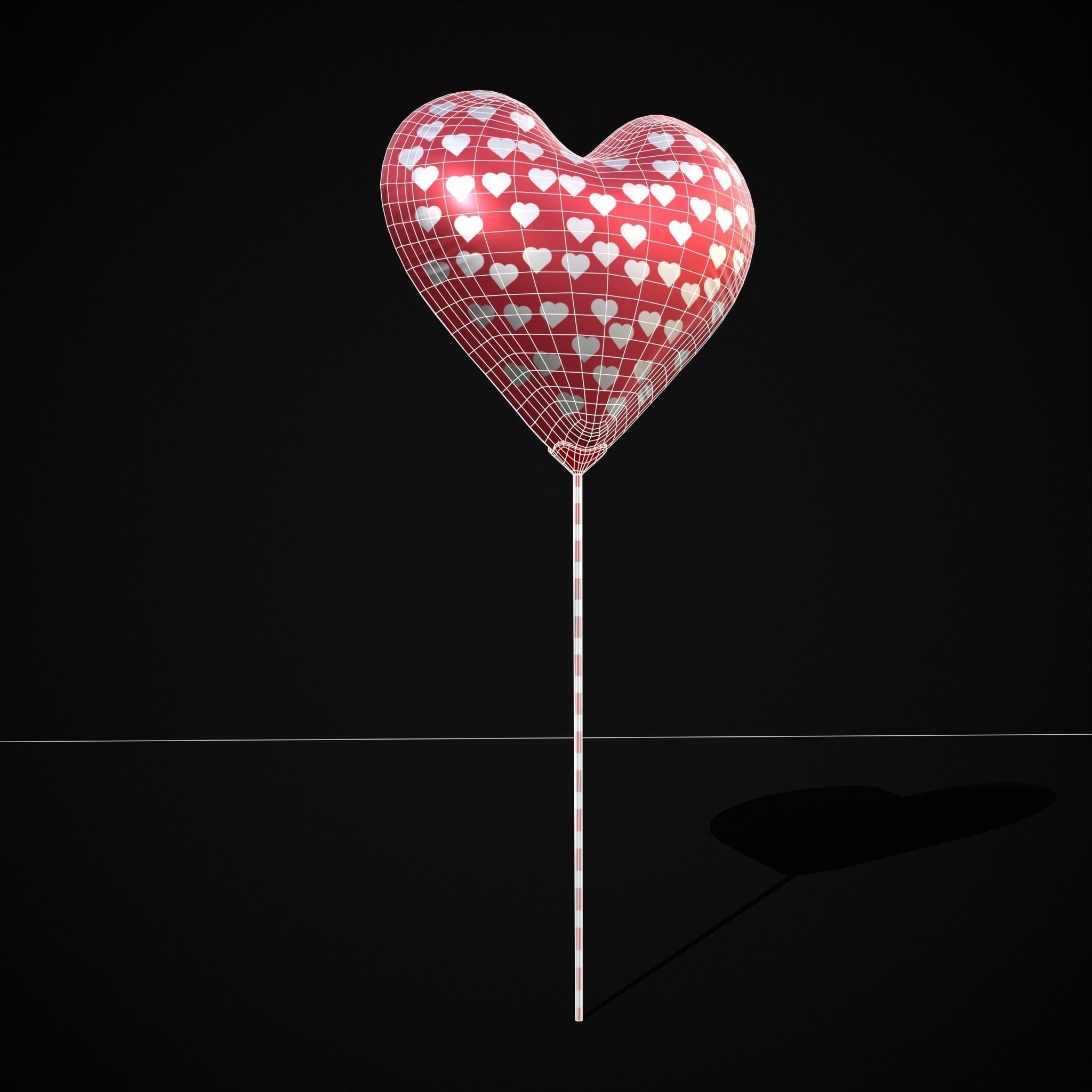 Be My Valentine Heart Balloon Low-poly 3D model_4