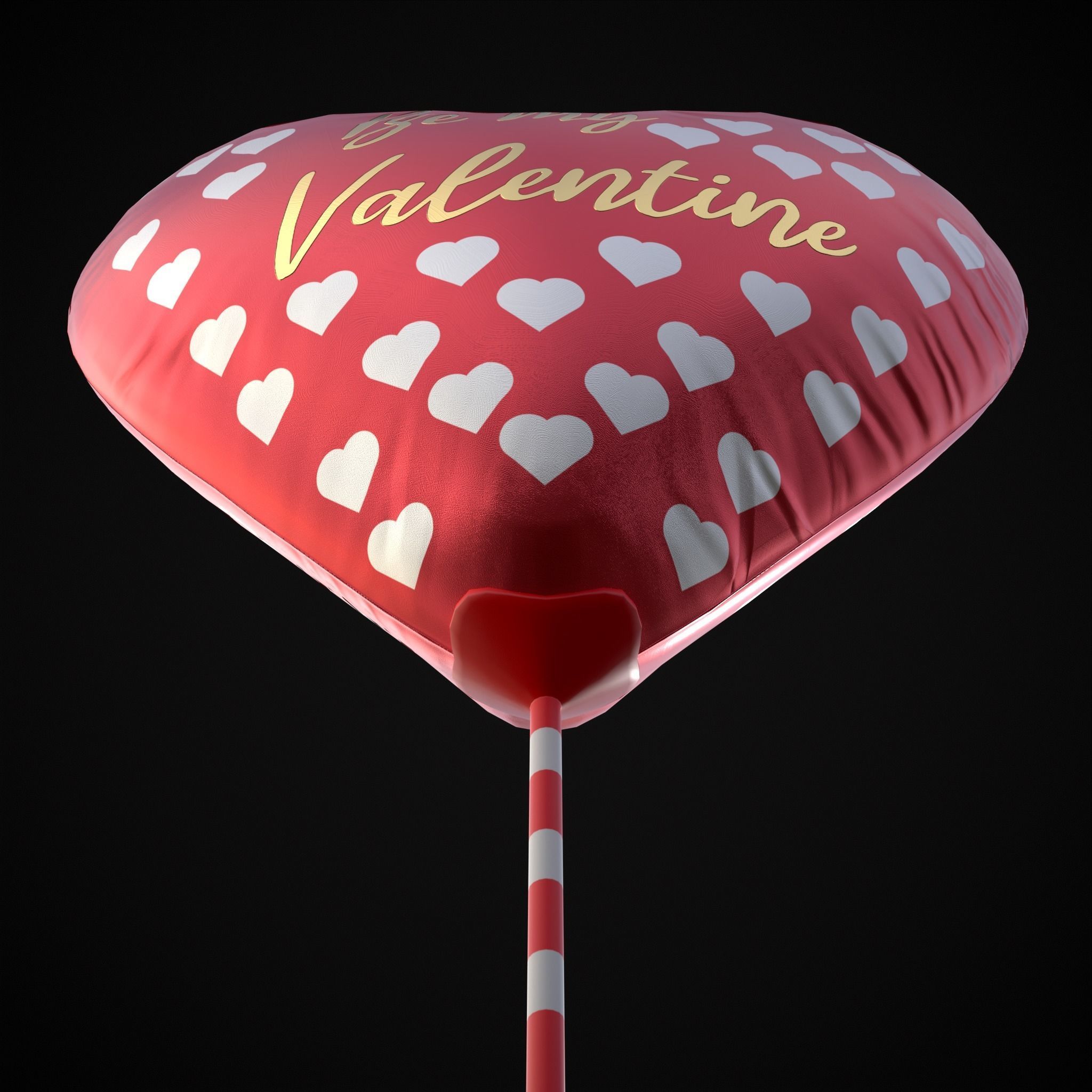 Be My Valentine Heart Balloon Low-poly 3D model_11