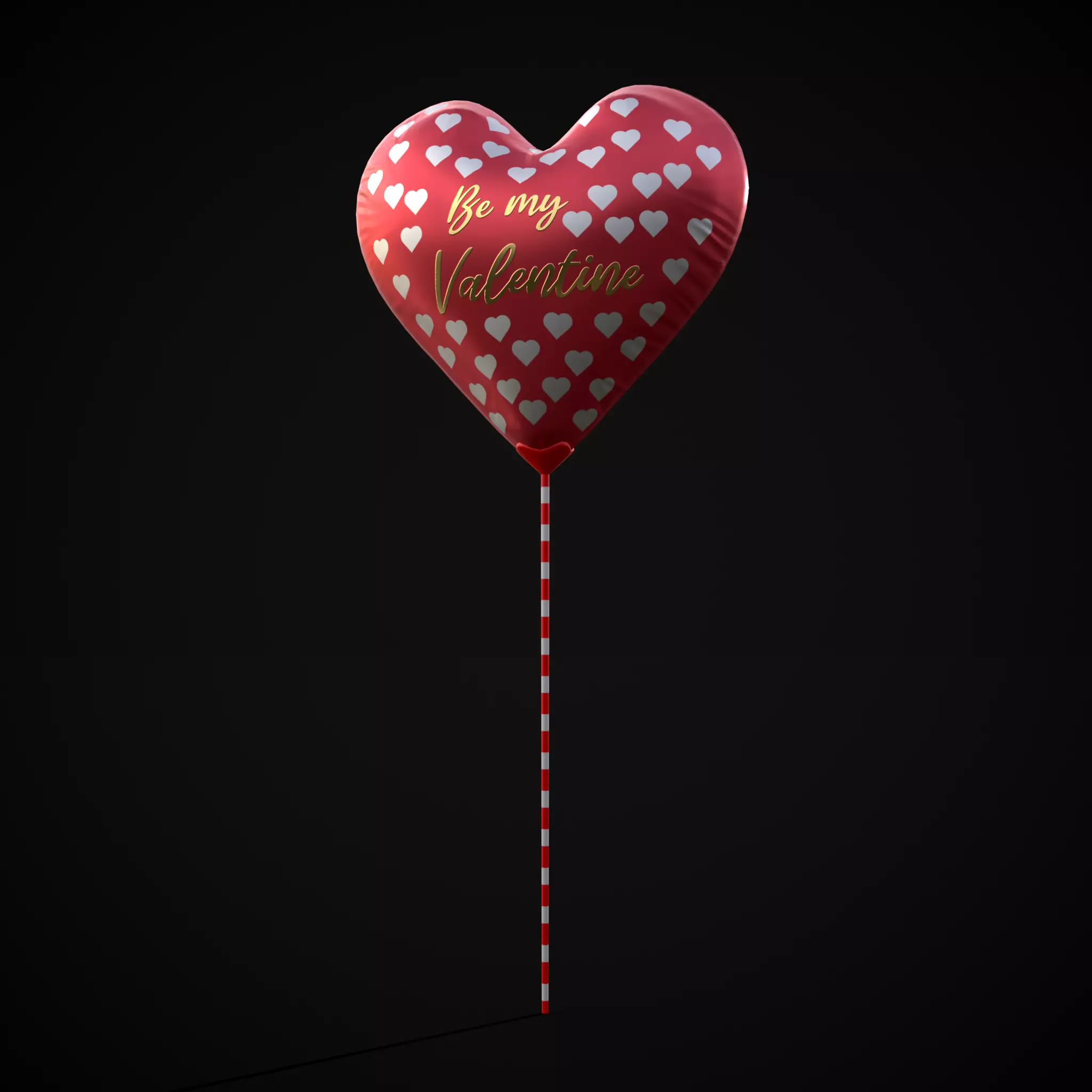 Be My Valentine Heart Balloon Low-poly 3D model_0