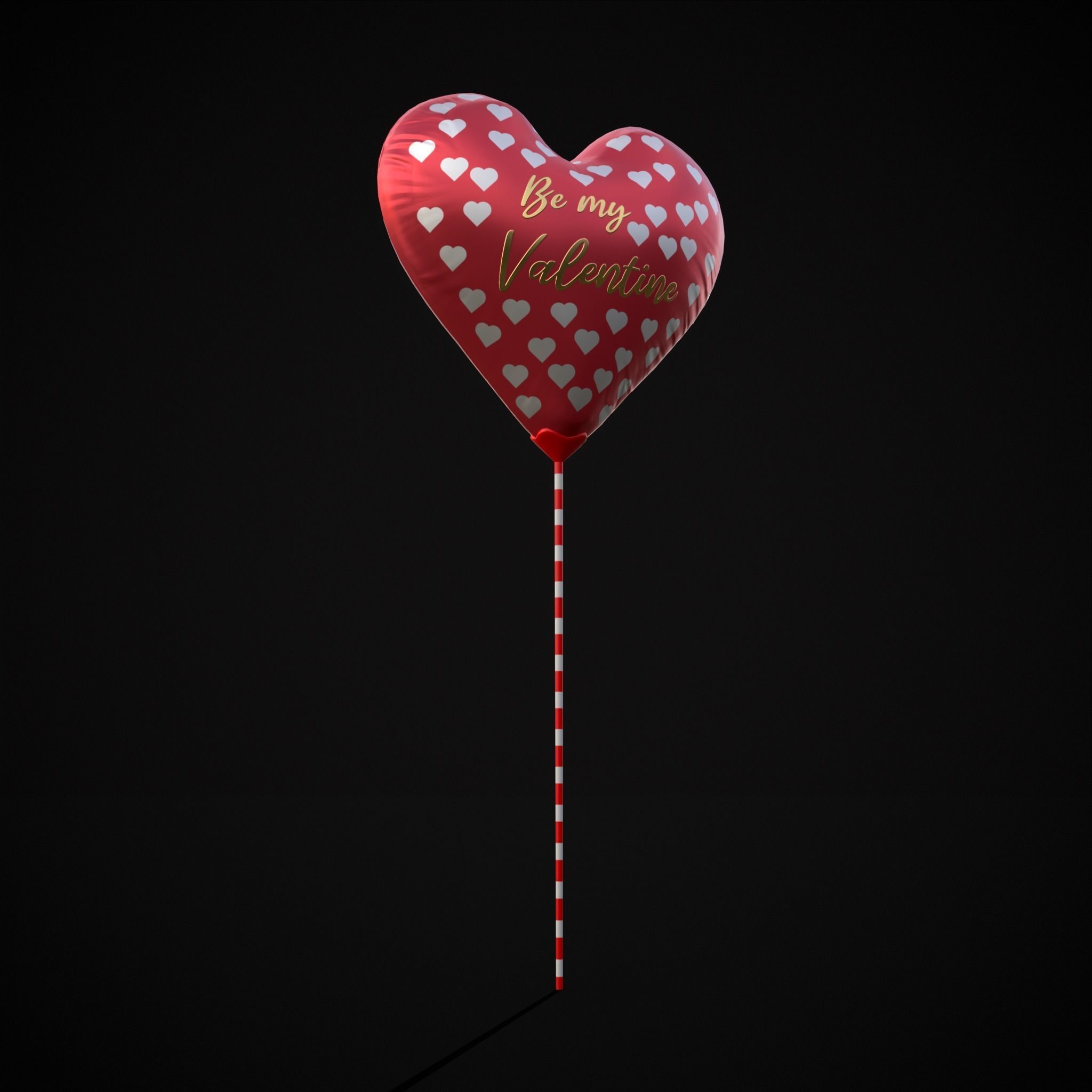 Be My Valentine Heart Balloon Low-poly 3D model_23