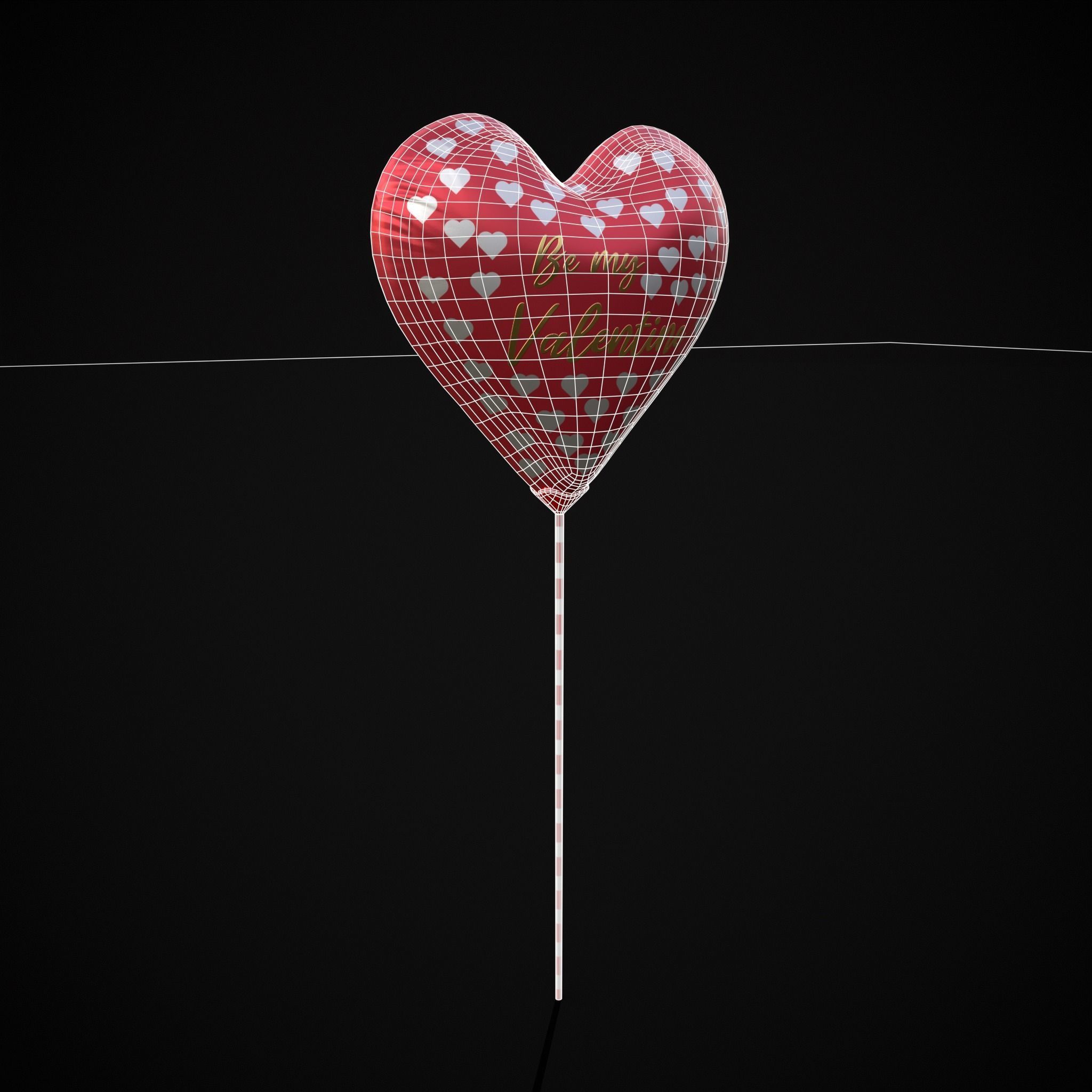 Be My Valentine Heart Balloon Low-poly 3D model_18
