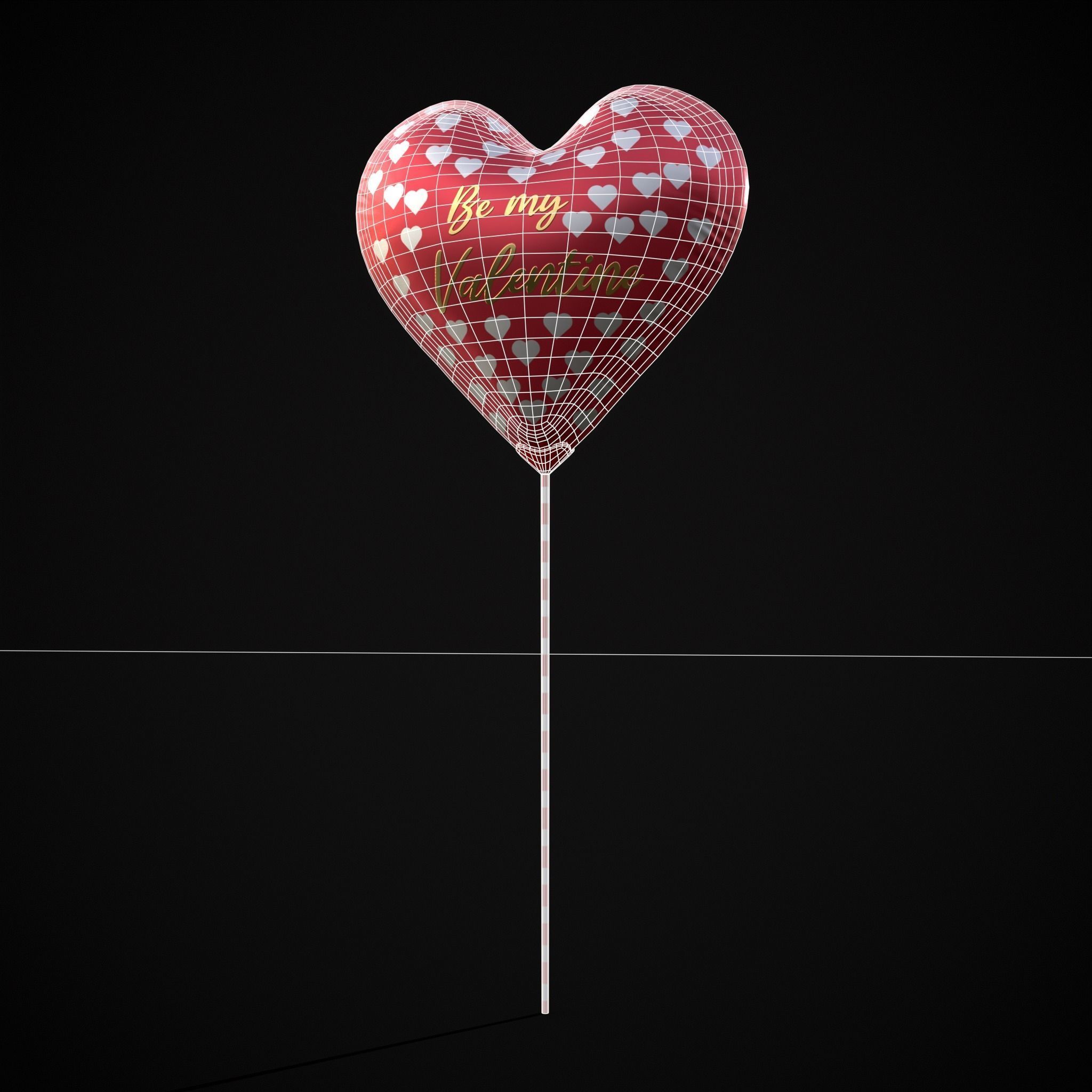 Be My Valentine Heart Balloon Low-poly 3D model_2