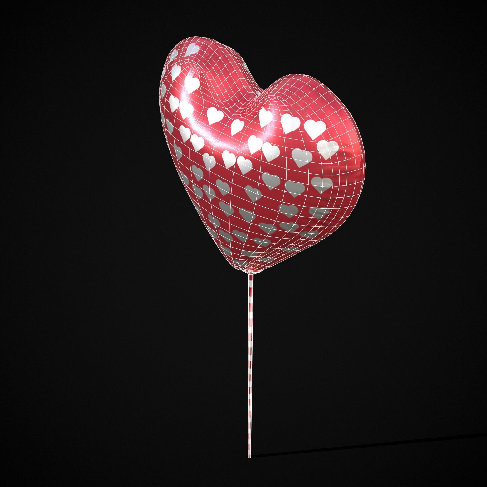 Be My Valentine Heart Balloon Low-poly 3D model_6