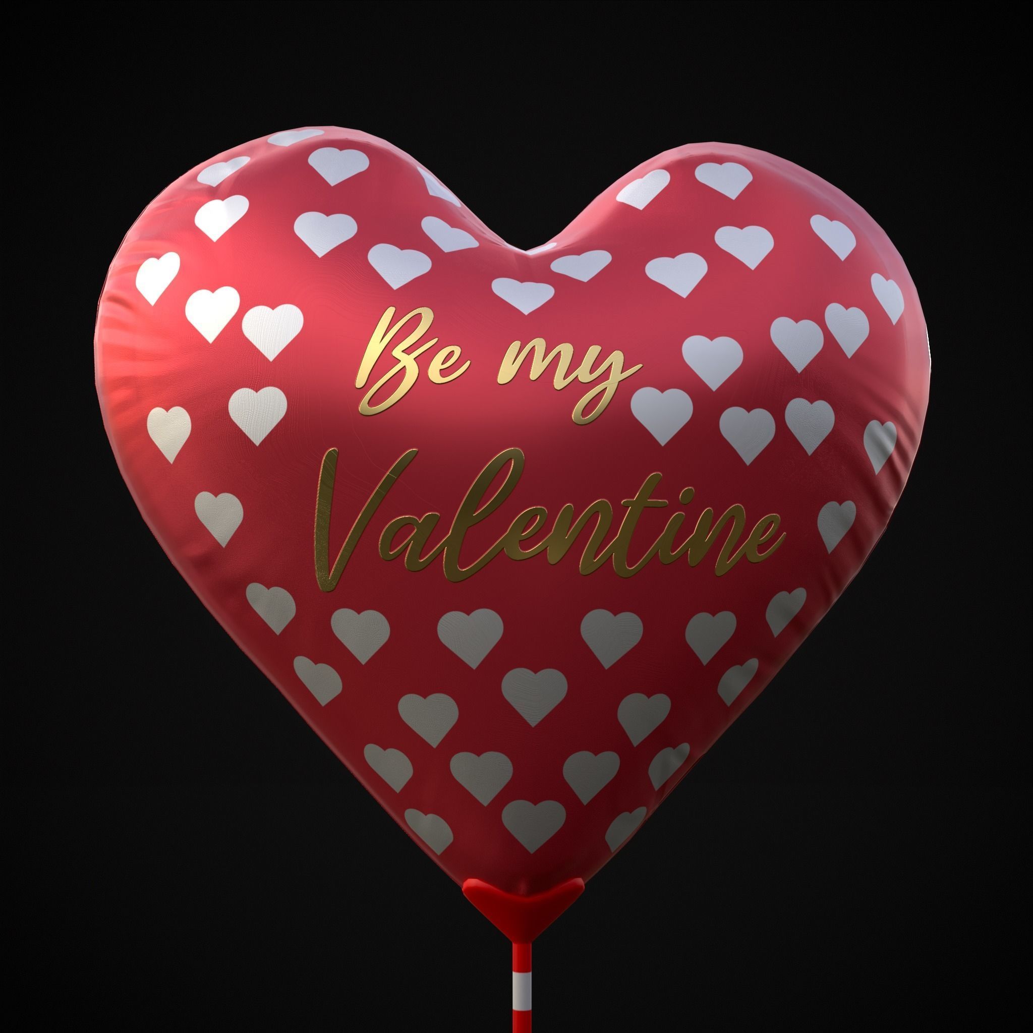 Be My Valentine Heart Balloon Low-poly 3D model_7