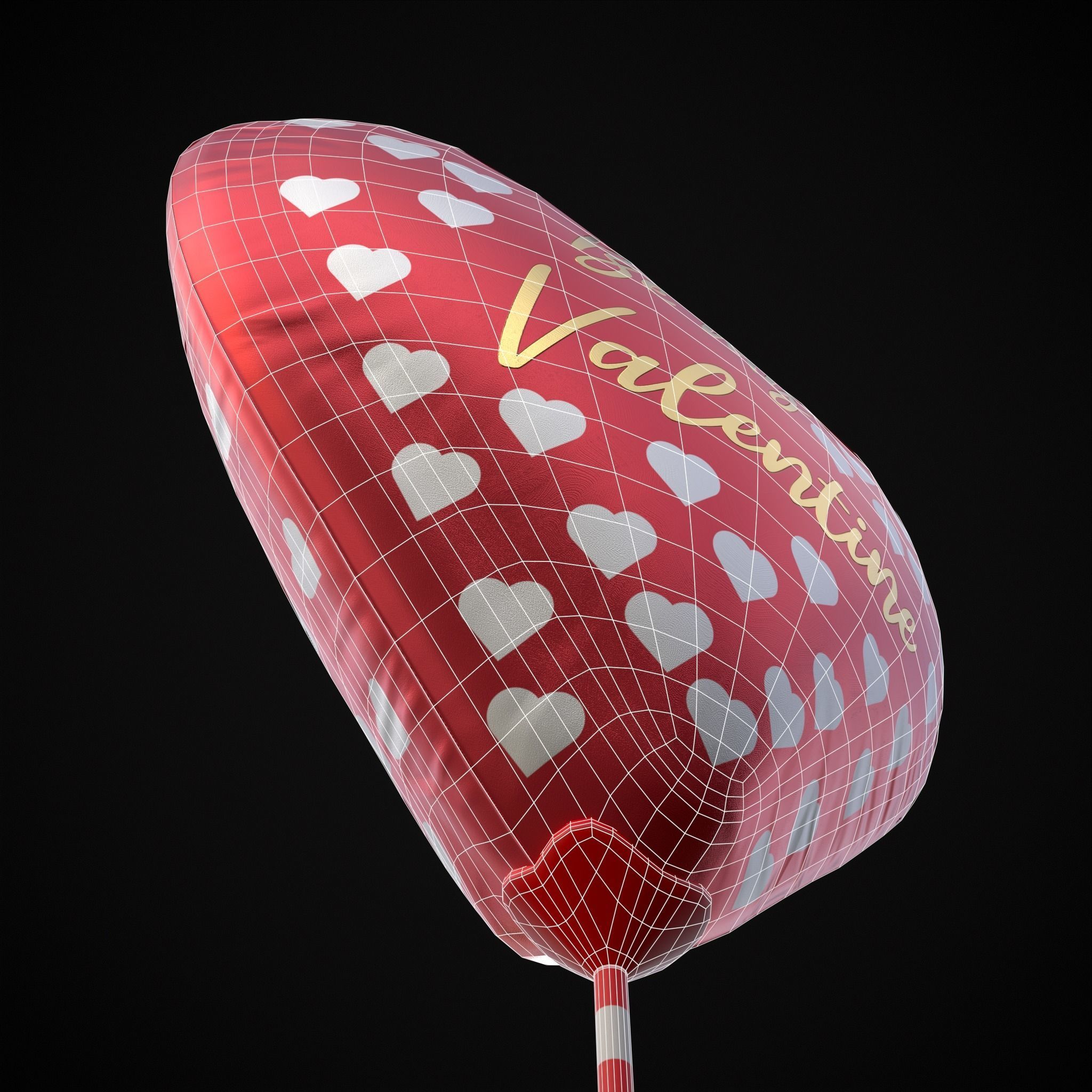 Be My Valentine Heart Balloon Low-poly 3D model_10