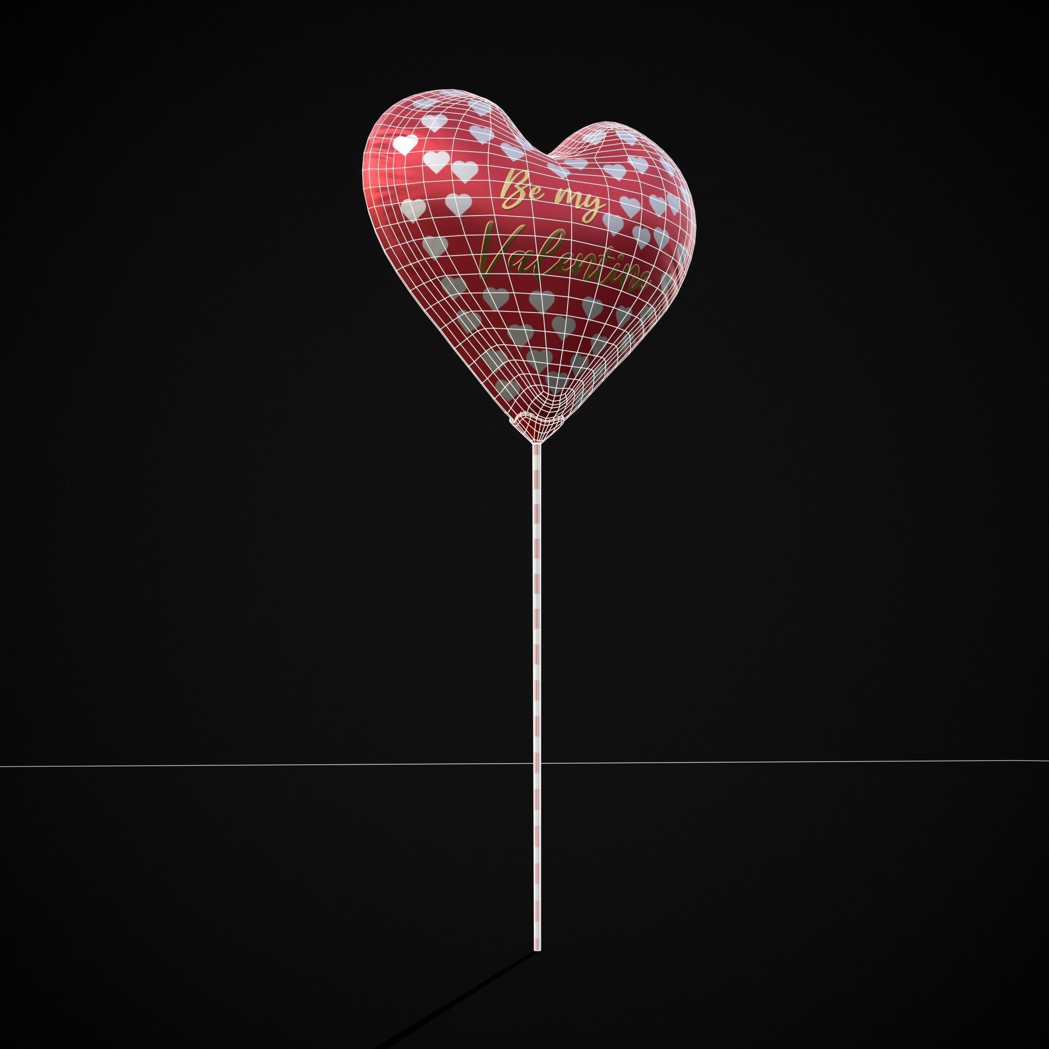 Be My Valentine Heart Balloon Low-poly 3D model_24