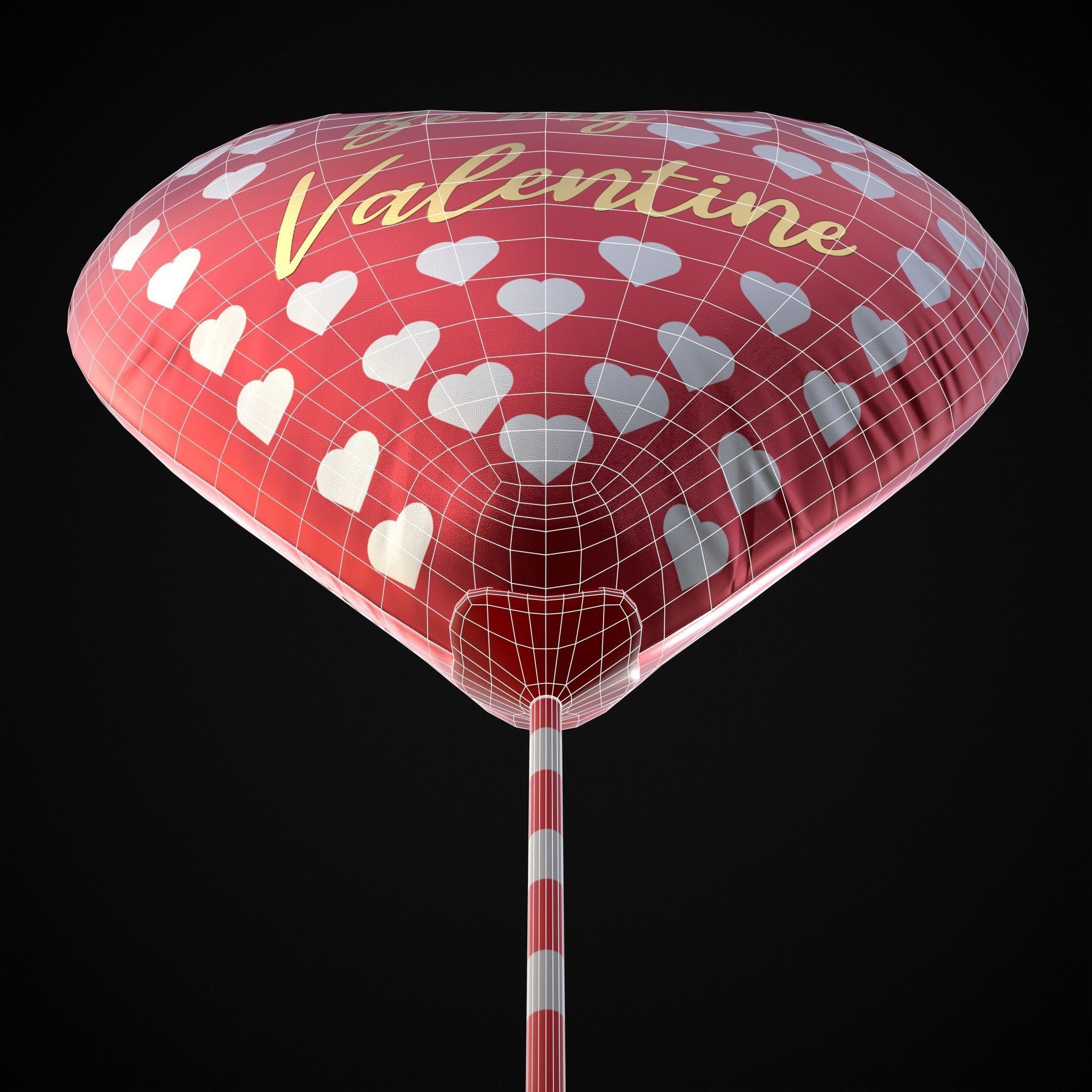 Be My Valentine Heart Balloon Low-poly 3D model_12