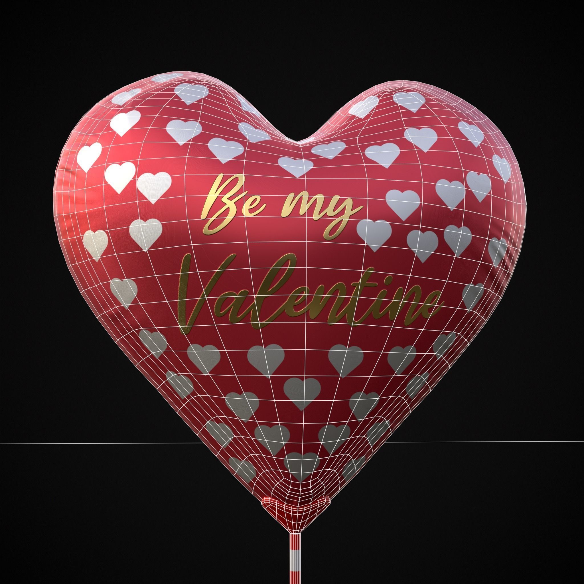 Be My Valentine Heart Balloon Low-poly 3D model_8