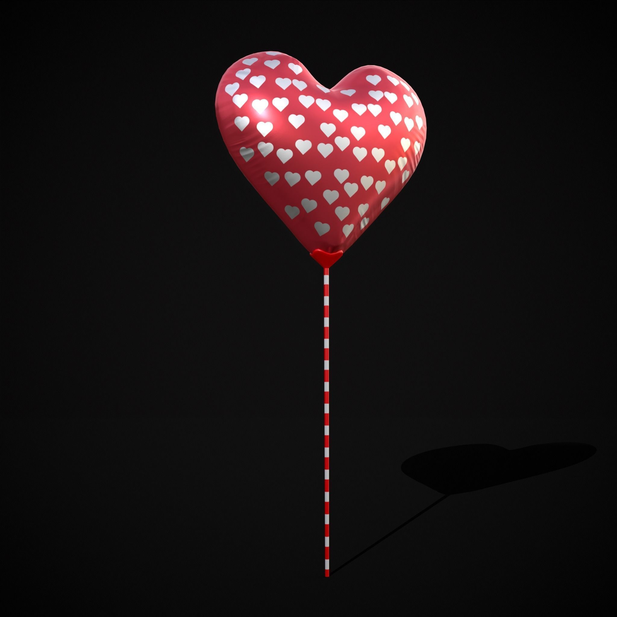 Be My Valentine Heart Balloon Low-poly 3D model_3