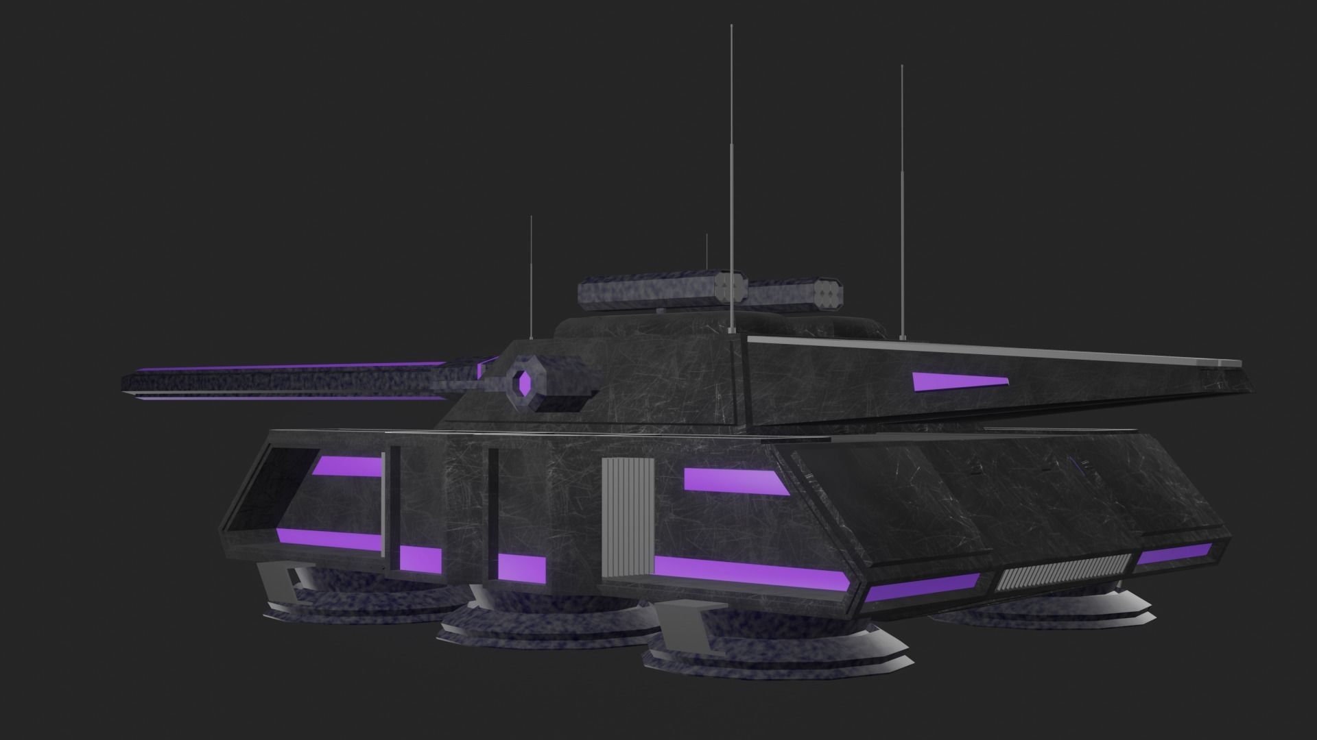 Flying tank of the future Low-poly 3D model_16