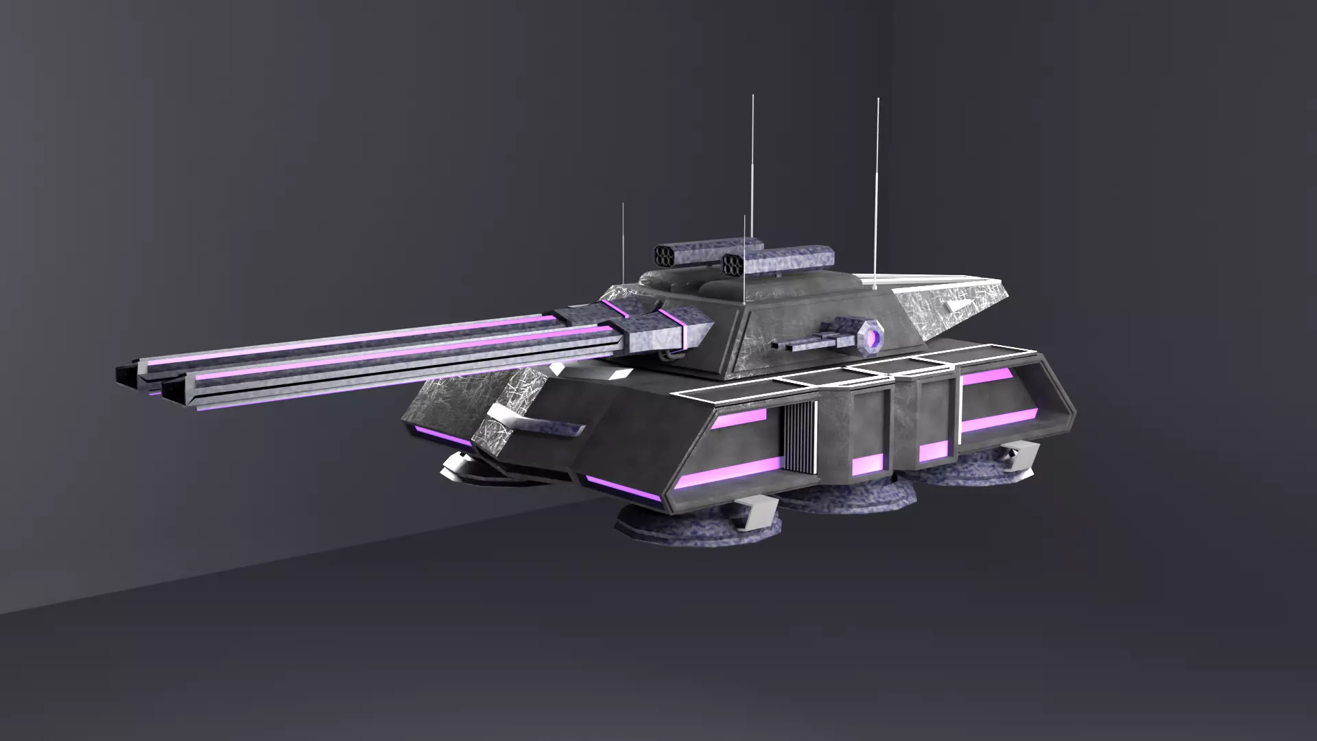 Flying tank of the future Low-poly 3D model_0