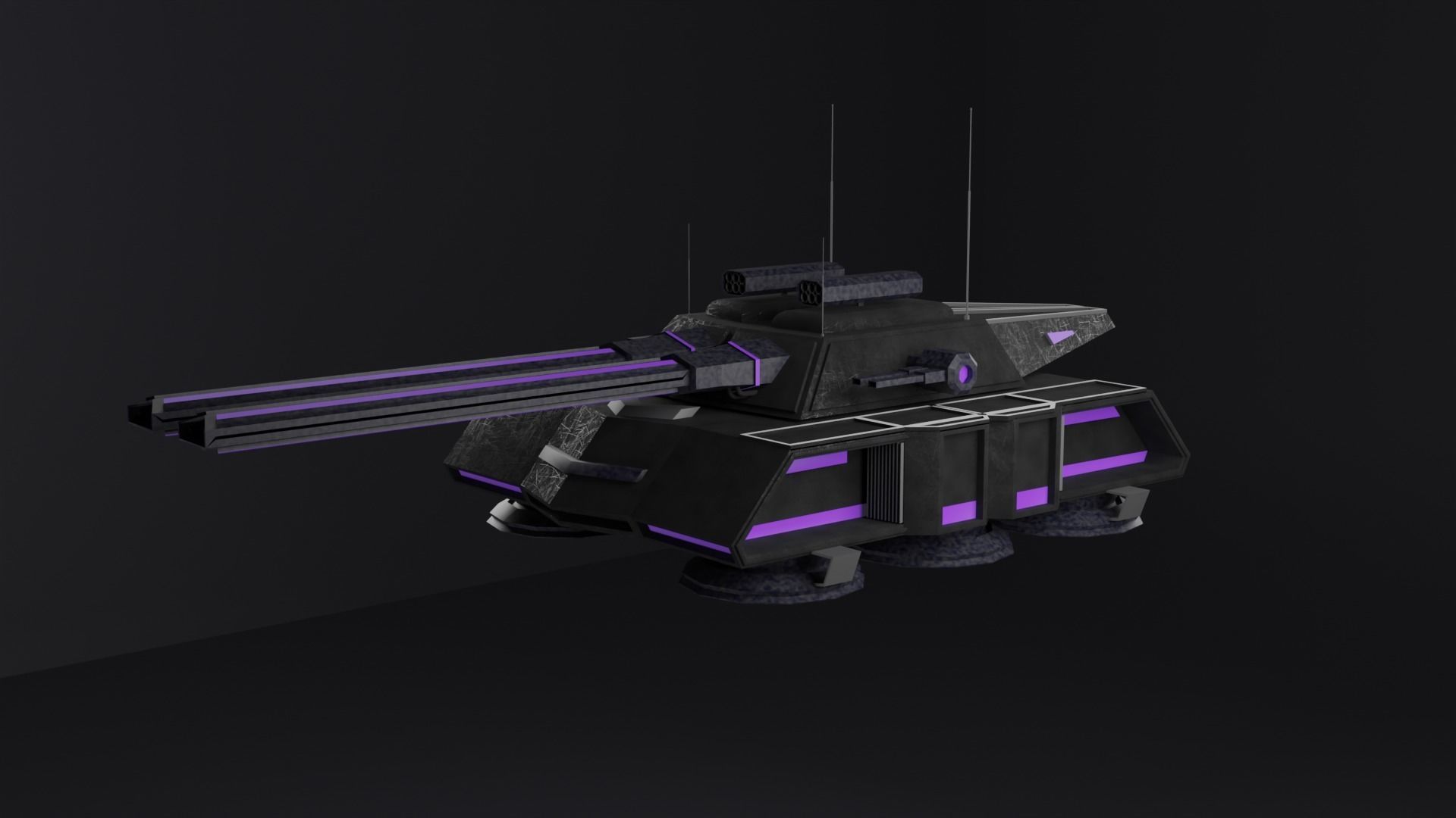 Flying tank of the future Low-poly 3D model_1