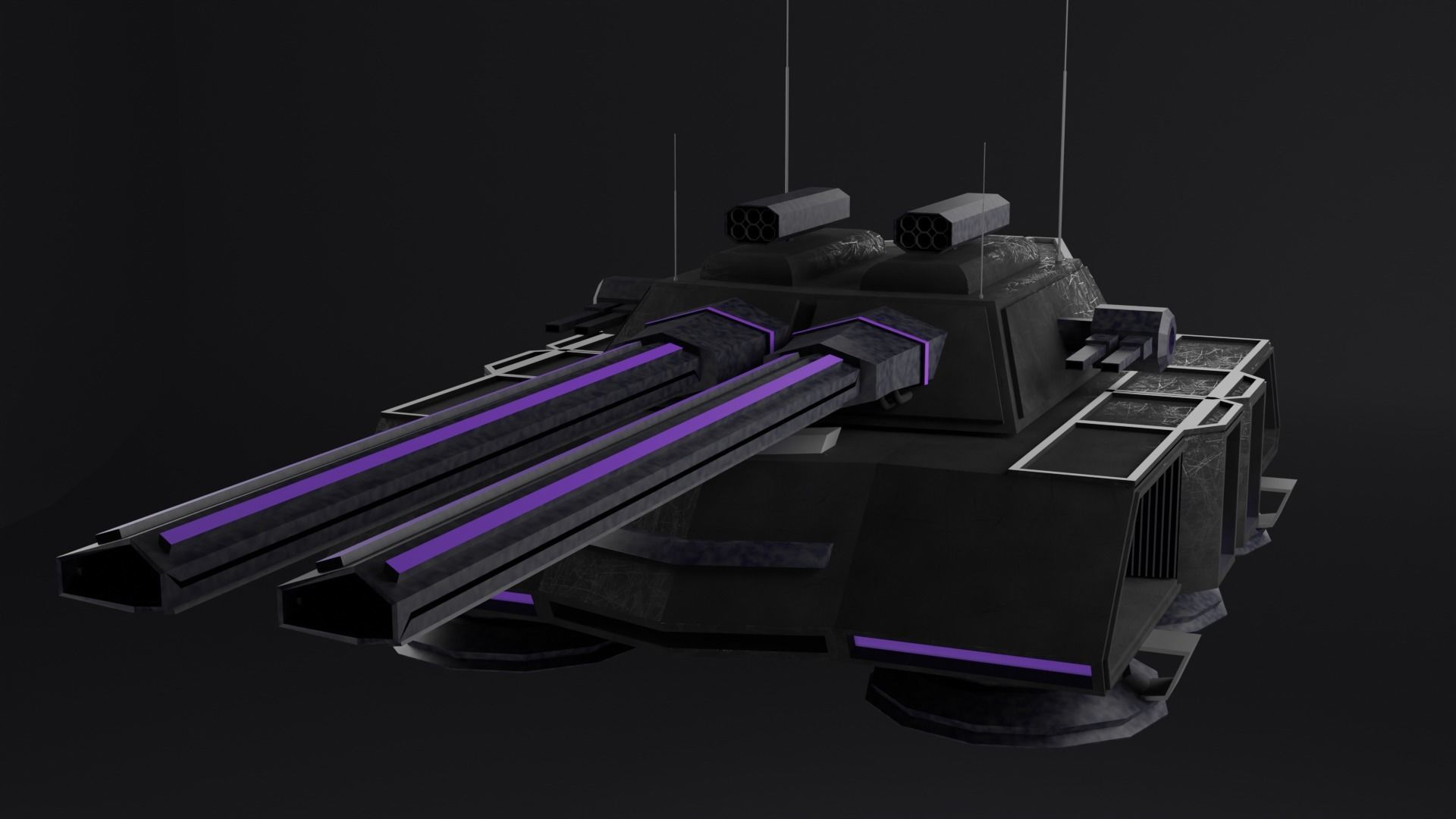 Flying tank of the future Low-poly 3D model_11