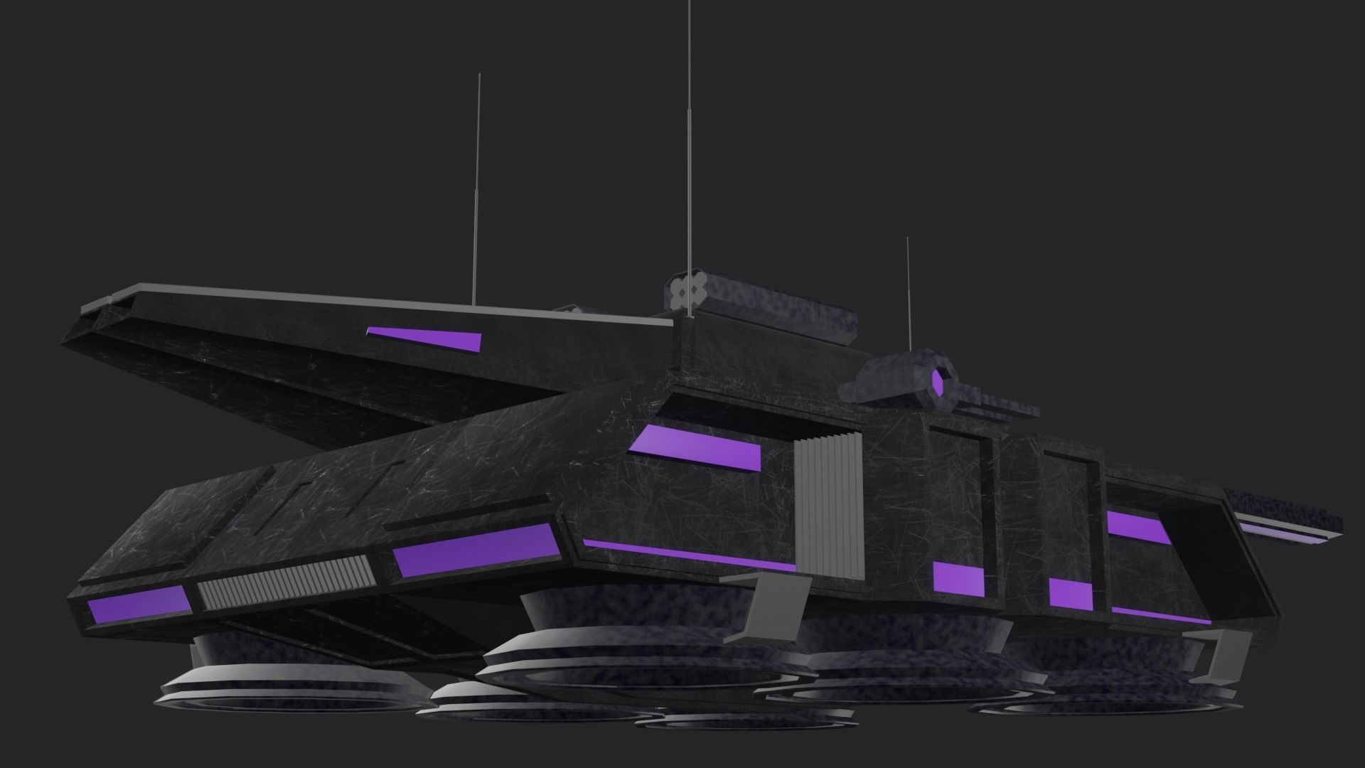 Flying tank of the future Low-poly 3D model_9