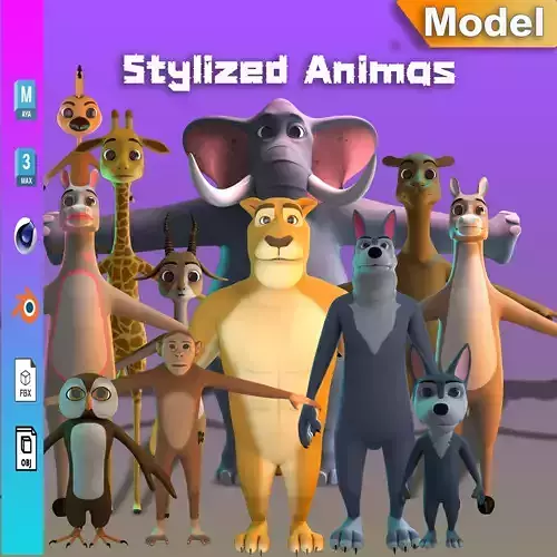 Stylized animals NoRig V1 3D Model Collection