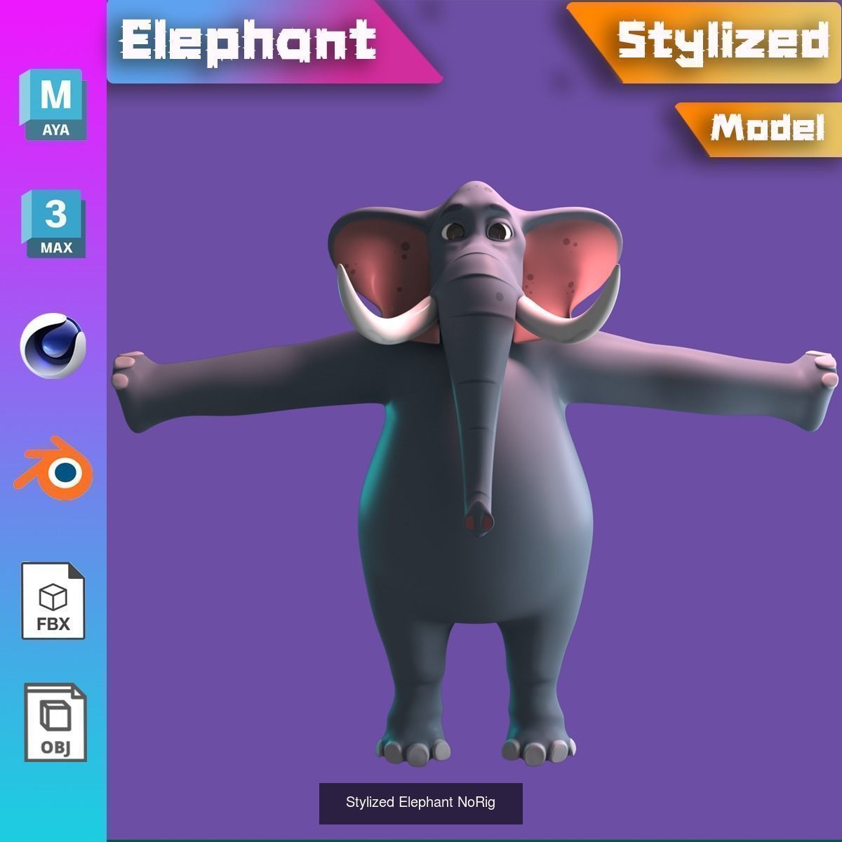 Stylized animals NoRig V1 3D Model Collection_6