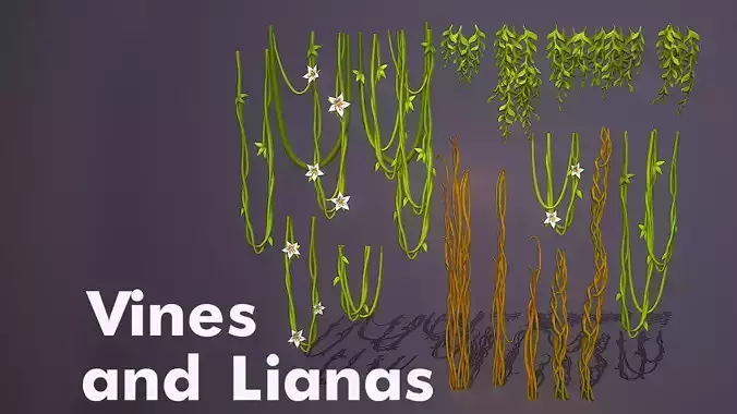 Stylized Vines and Lianas Low-poly 3D model