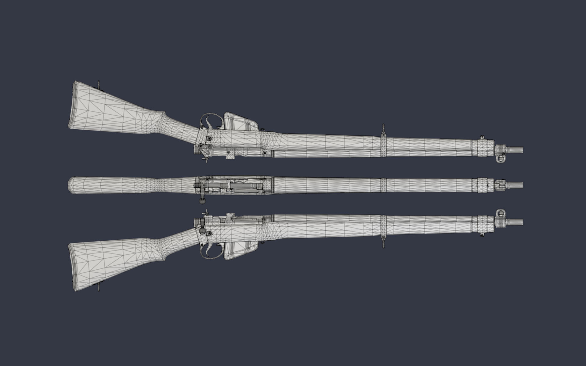 Lee-Enfield No 4 MkI rifle - Game and VFX Ready Low-poly 3D model_3