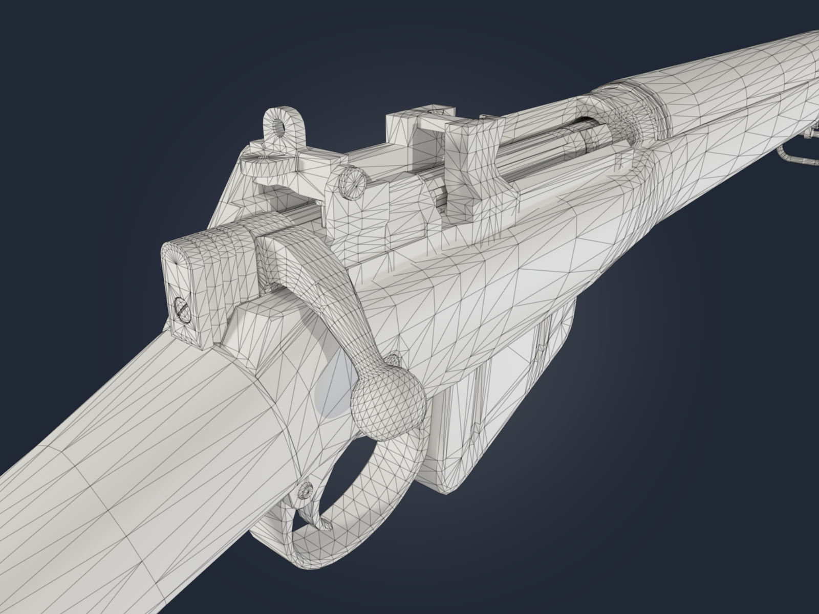 Lee-Enfield No 4 MkI rifle - Game and VFX Ready Low-poly 3D model_7
