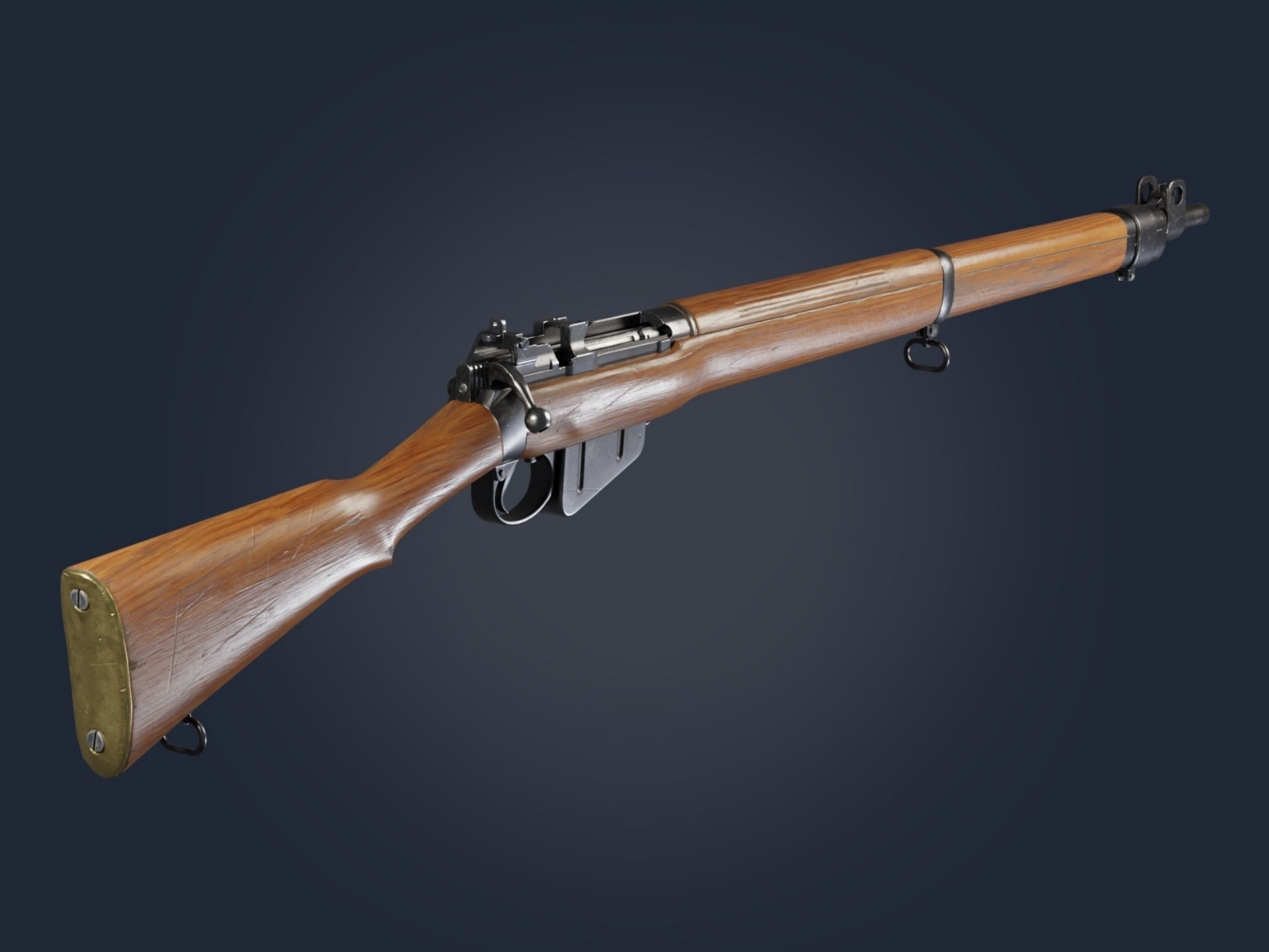 Lee-Enfield No 4 MkI rifle - Game and VFX Ready Low-poly 3D model_1