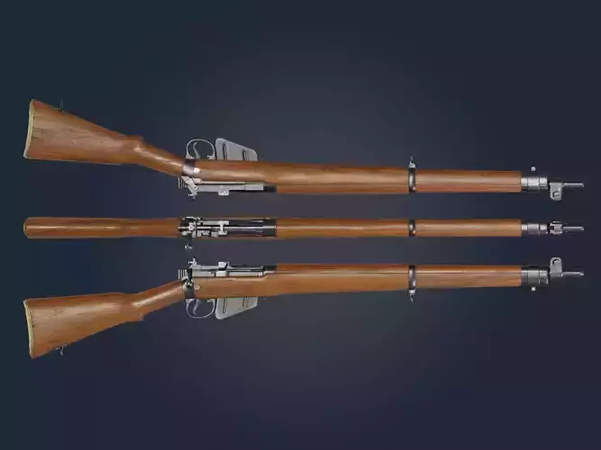 Lee-Enfield No 4 MkI rifle - Game and VFX Ready Low-poly 3D model