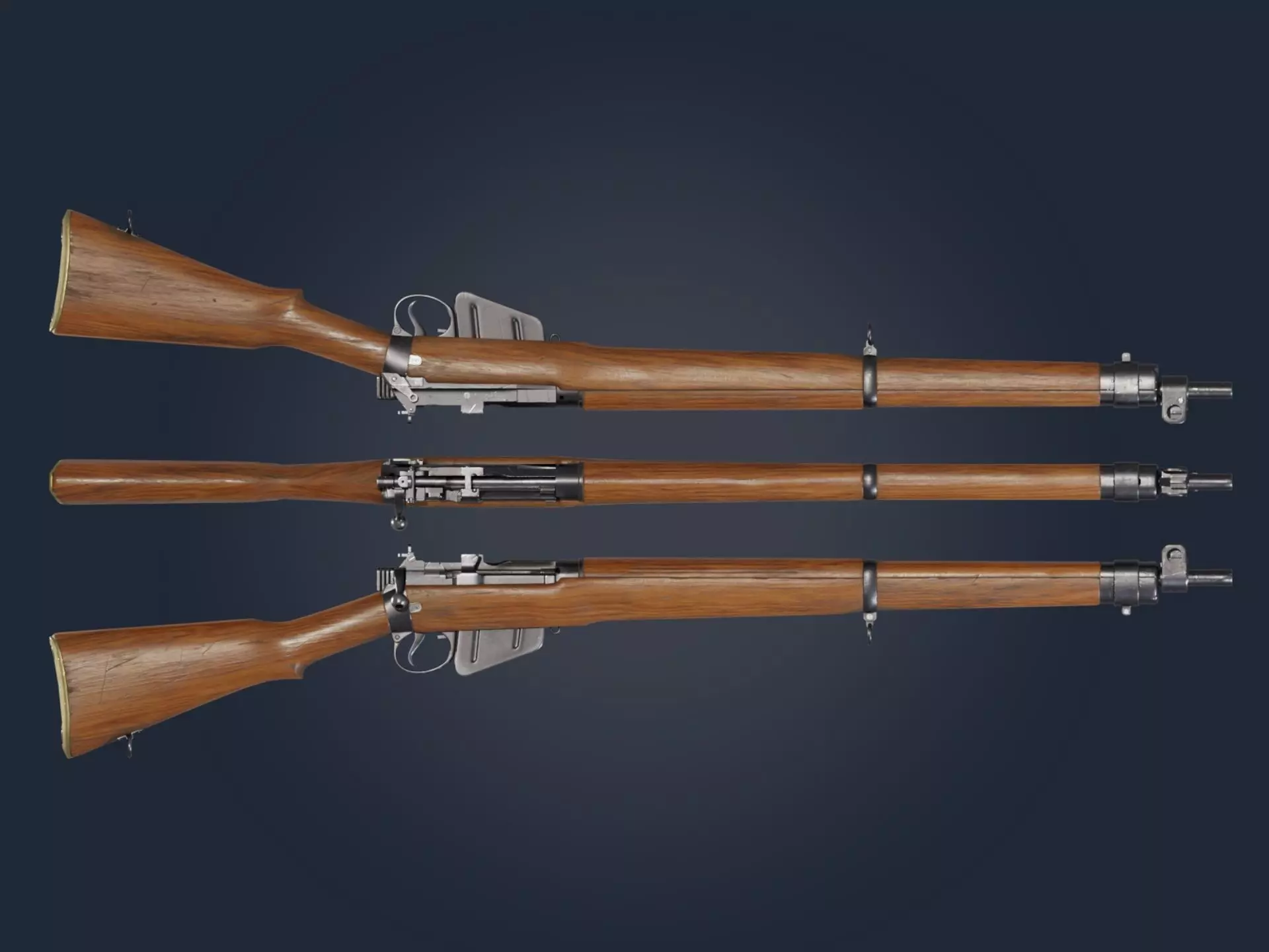 Lee-Enfield No 4 MkI rifle - Game and VFX Ready Low-poly 3D model_2