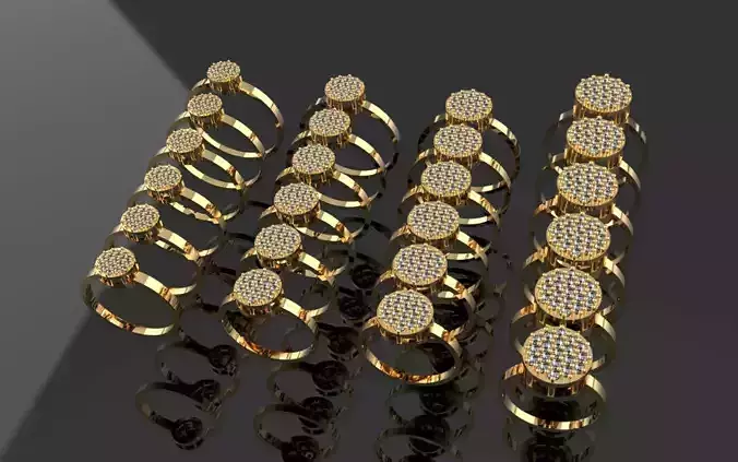 Anel Chuveiro de Diamantes - Women Ring Diamonds 4 sizes 3D print model